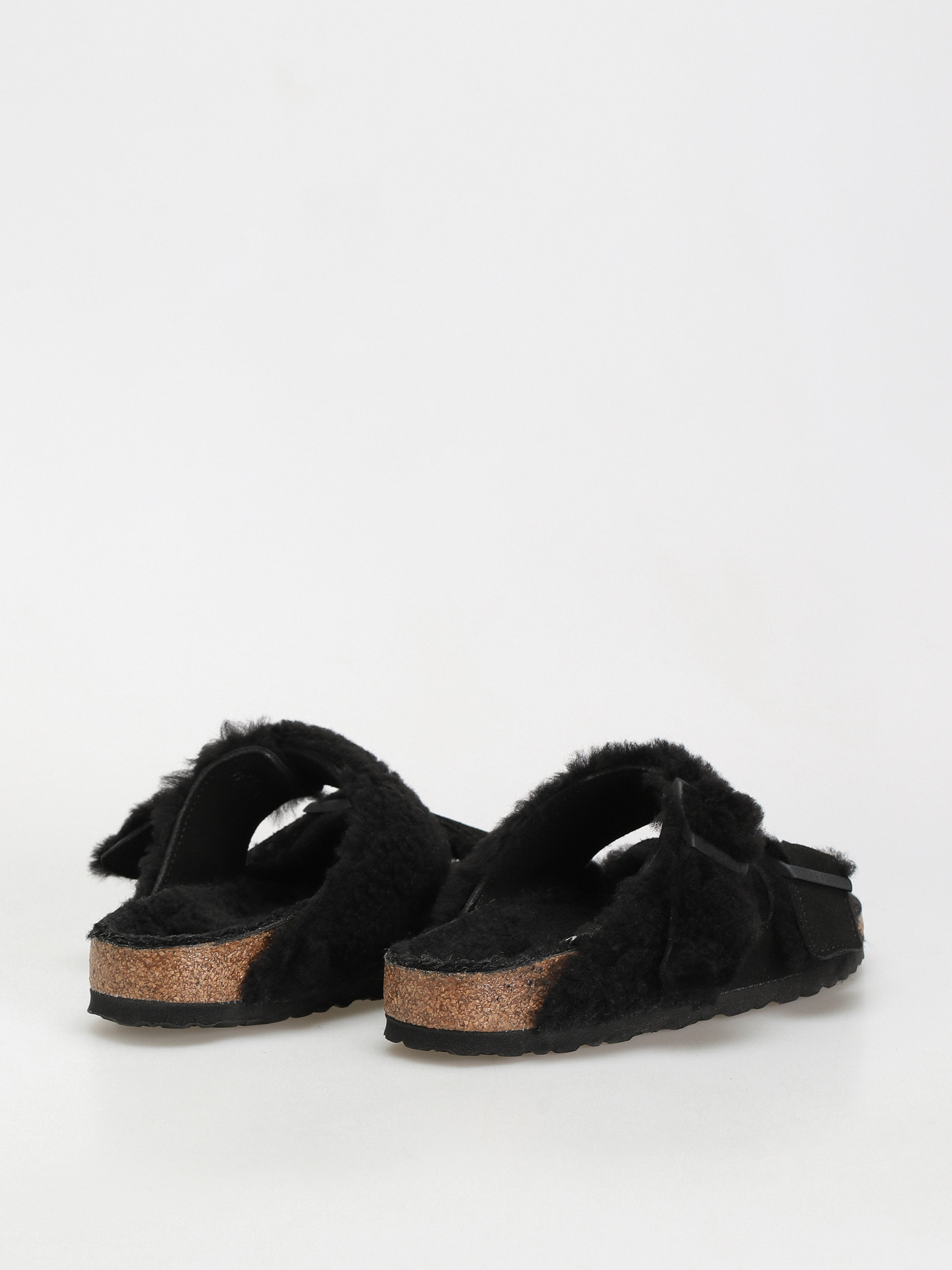 Plážovky Birkenstock Arizona Split Teddy Parts Rivet Logo Suede Leather/Fur Narrow Wmn (black)