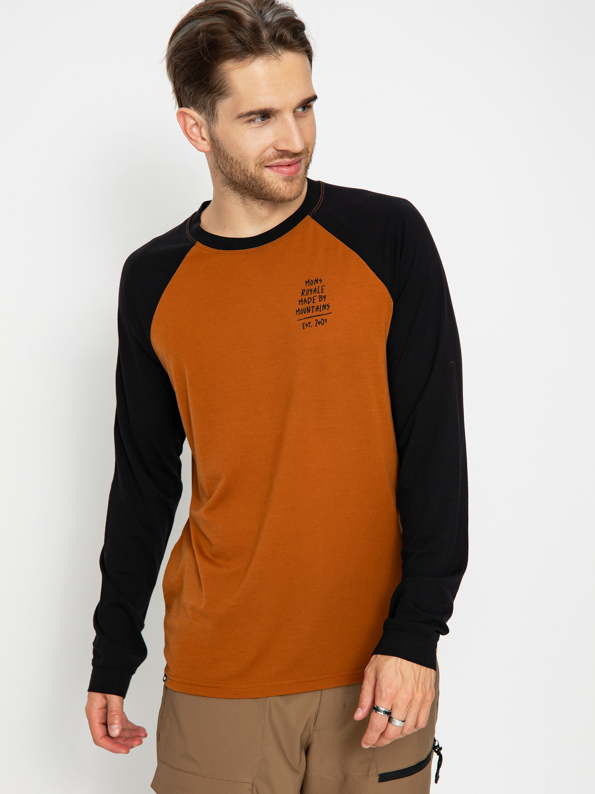 Pánský Termotriko Mons Royale Icon Merino Raglan (black/copper)