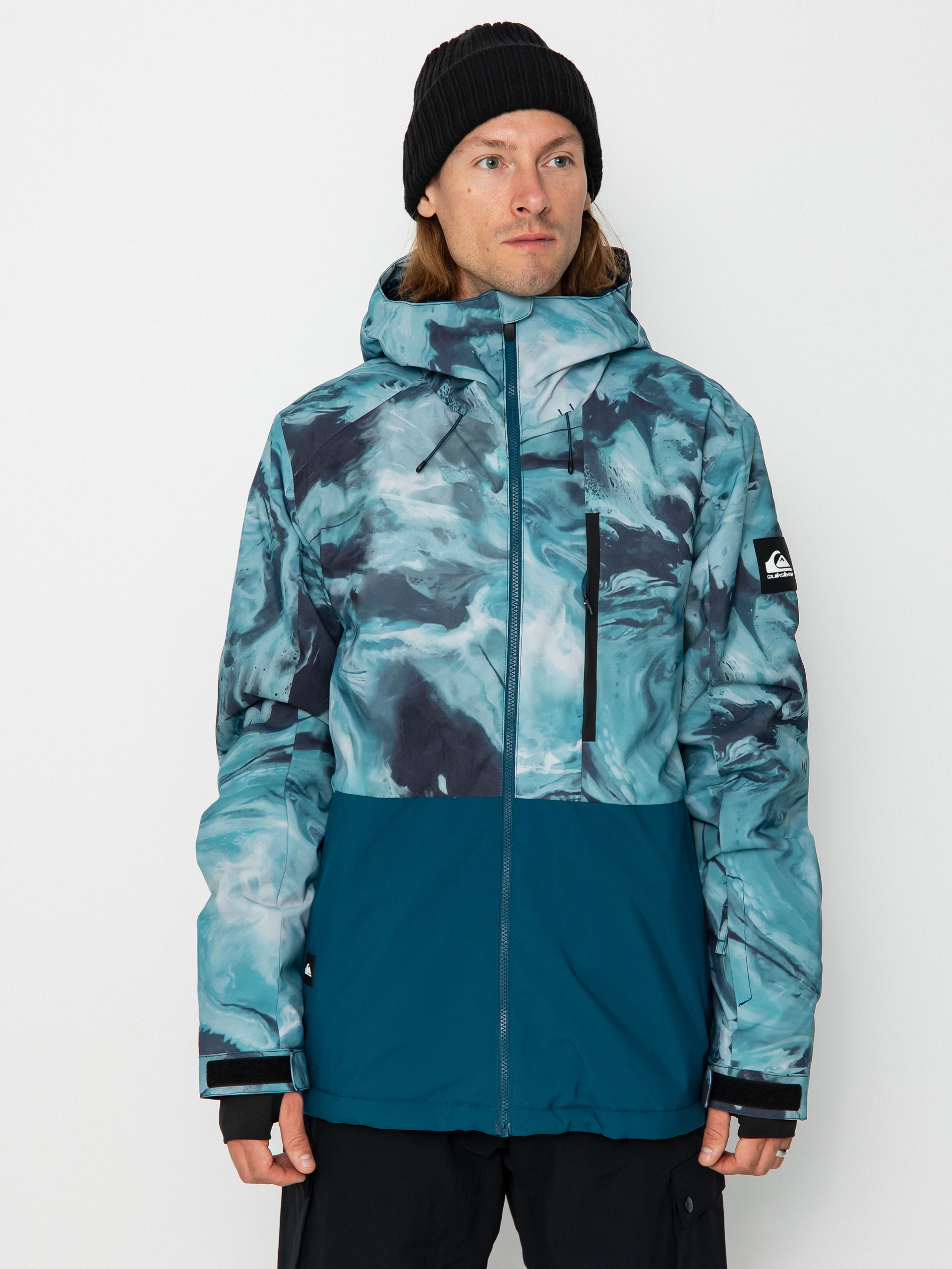 Pánská Snowboardová bunda Quiksilver Mission Printed Block (resin tint majolica blue)