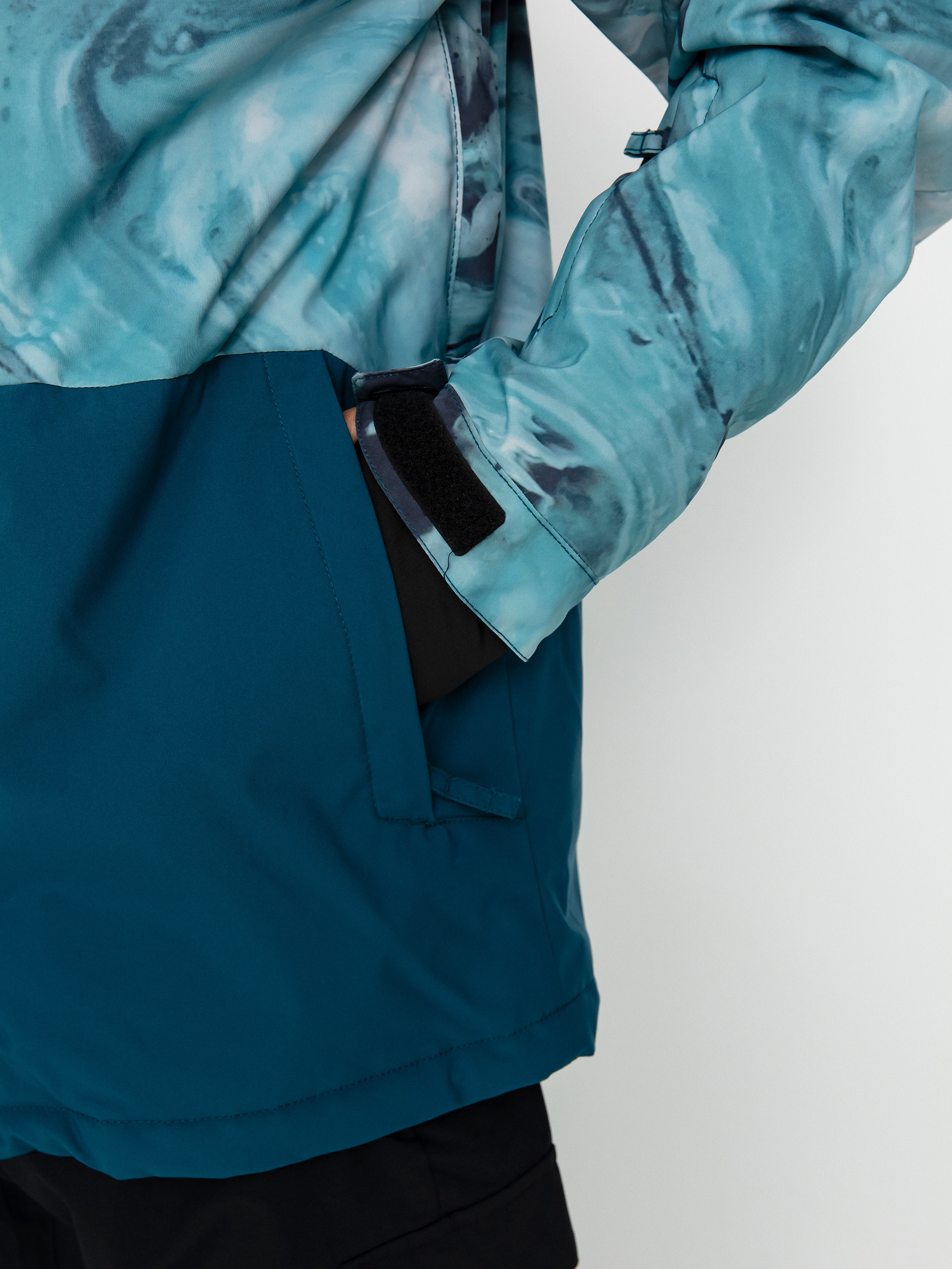 Pánská Snowboardová bunda Quiksilver Mission Printed Block (resin tint majolica blue)