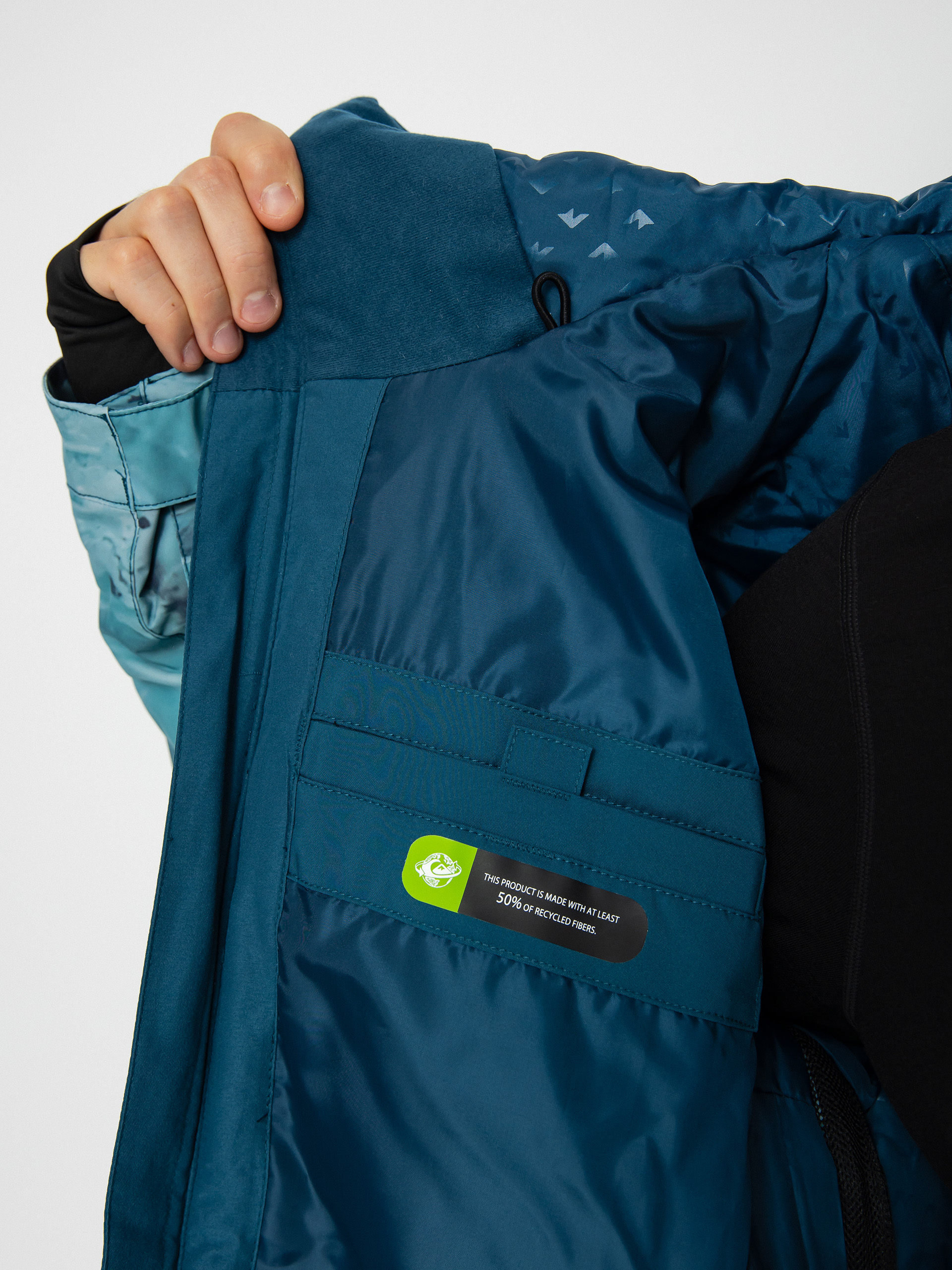 Pánská Snowboardová bunda Quiksilver Mission Printed Block (resin tint majolica blue)