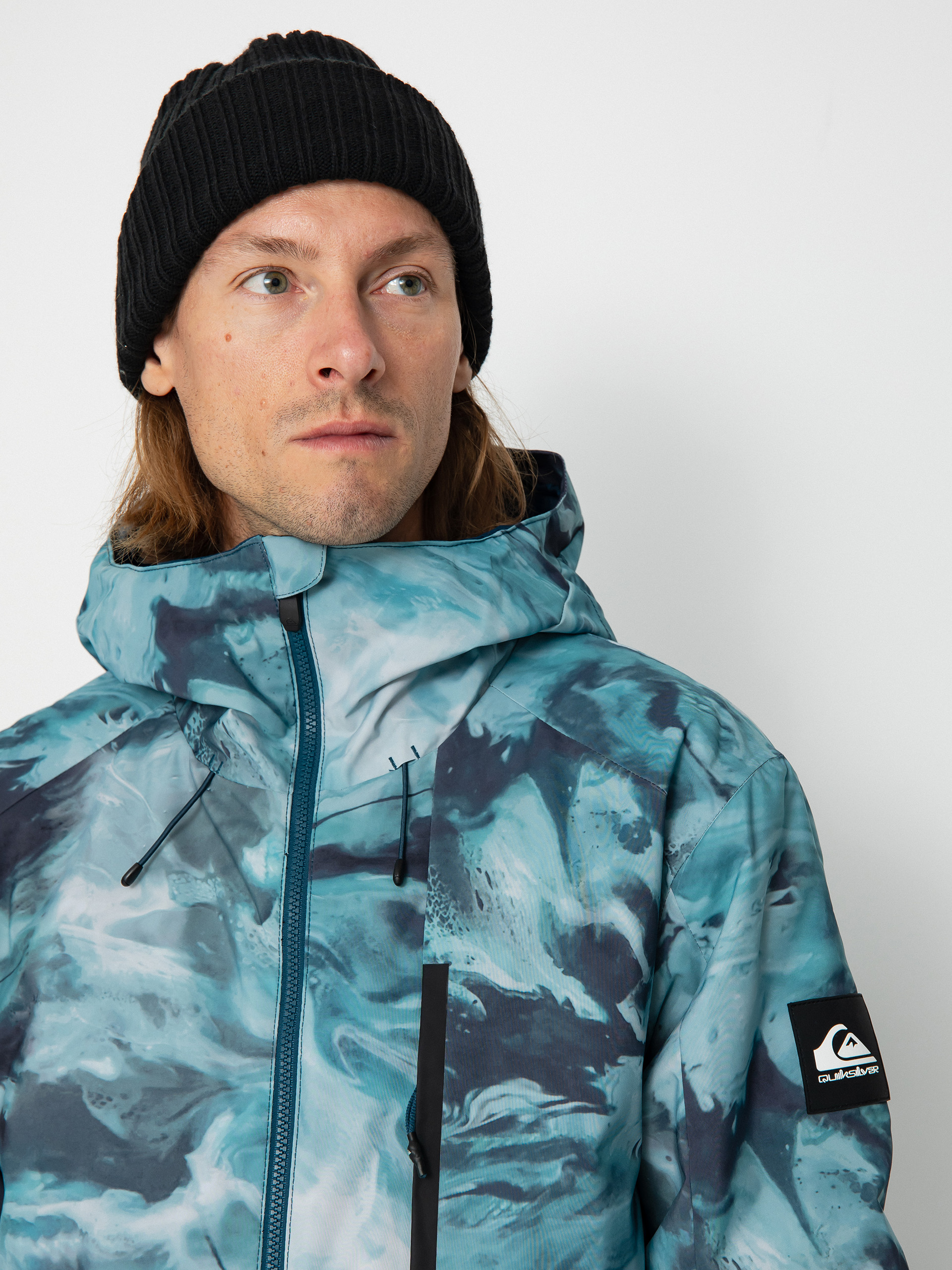 Pánská Snowboardová bunda Quiksilver Mission Printed Block (resin tint majolica blue)