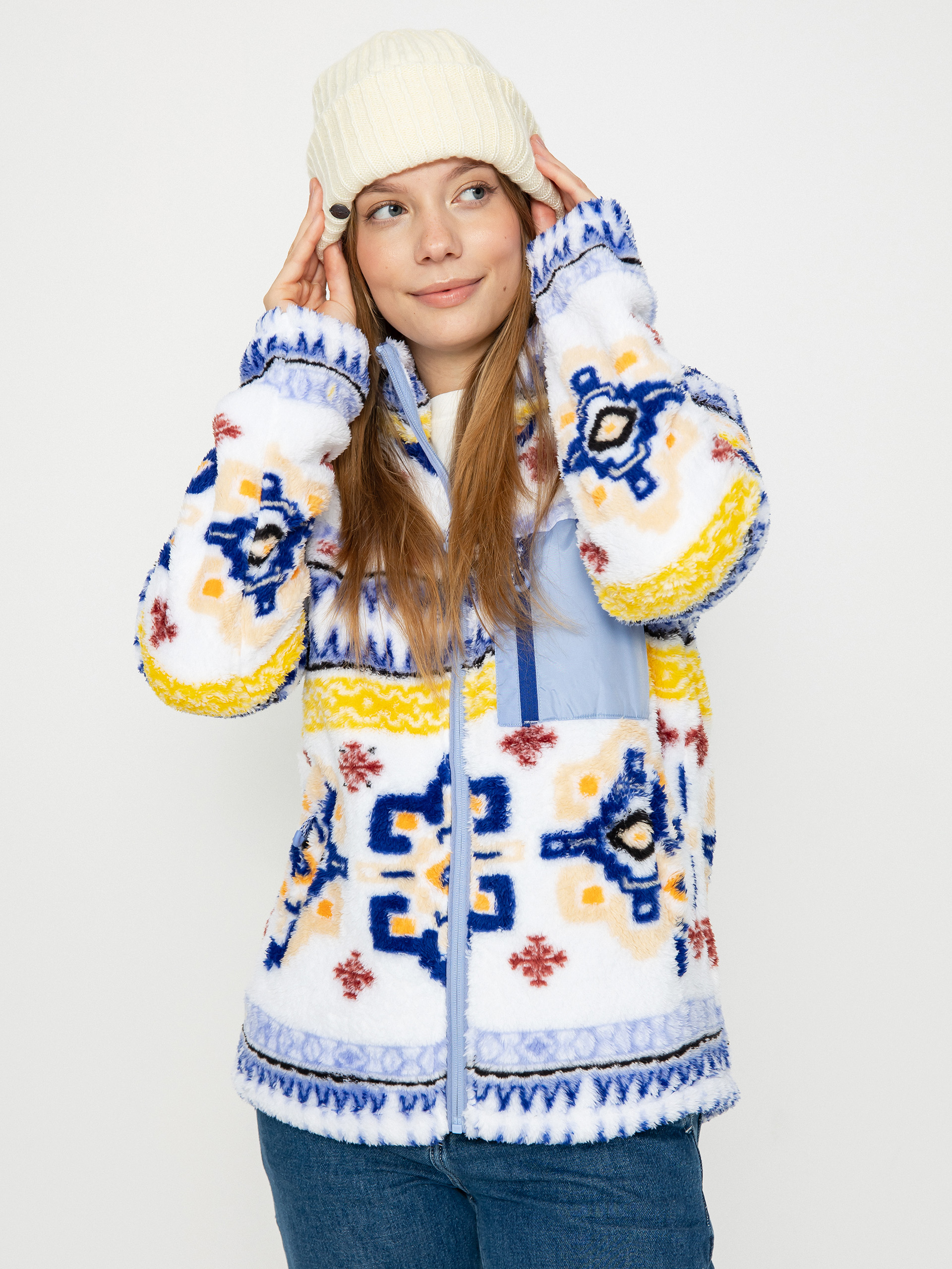 Fleecová mikina Roxy Alabama Full Zip Wmn (bright white chandail)