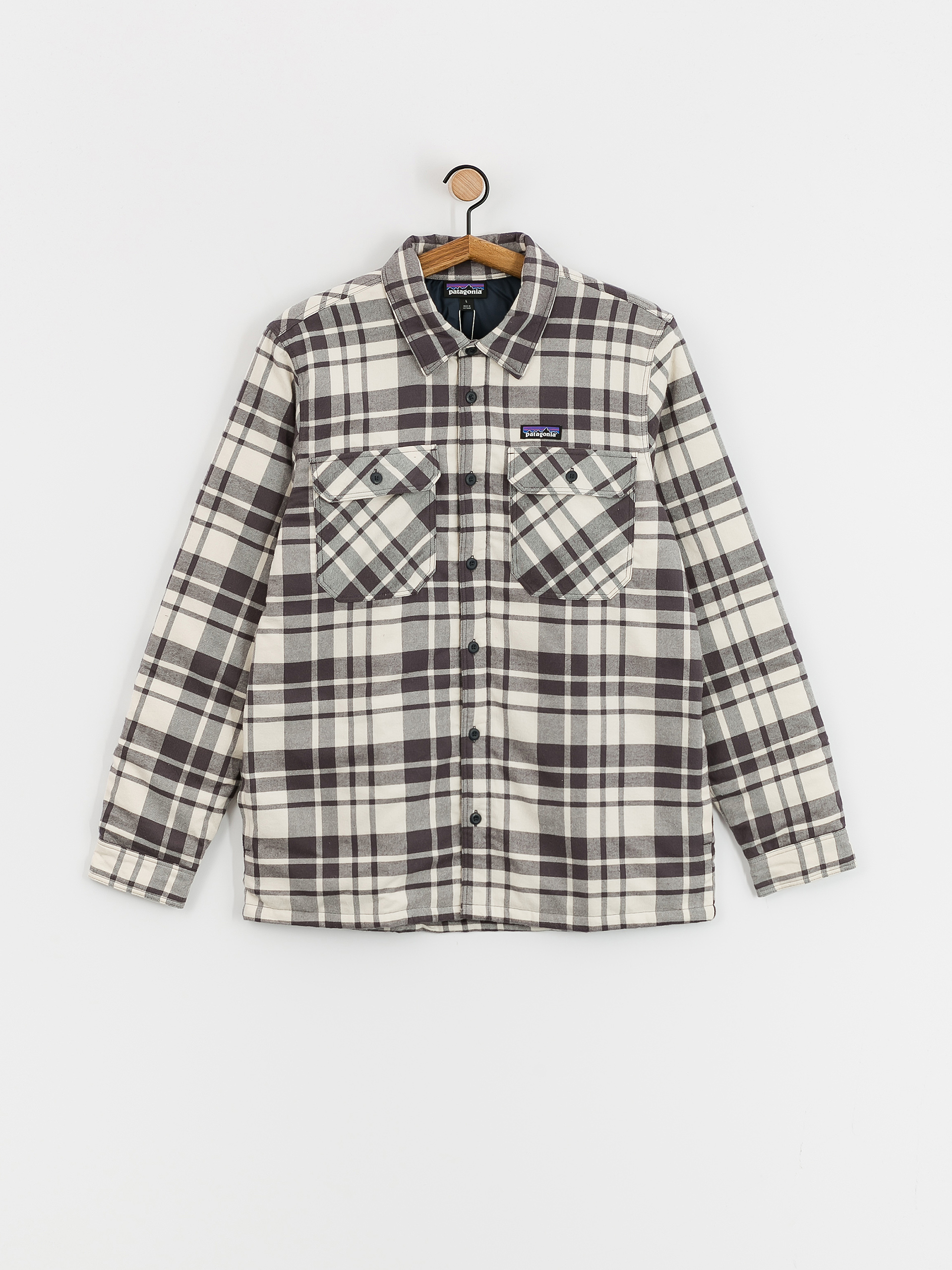 Bunda Patagonia Insulated Organic Cotton Fjord Flannel (ice caps/smolder blue)