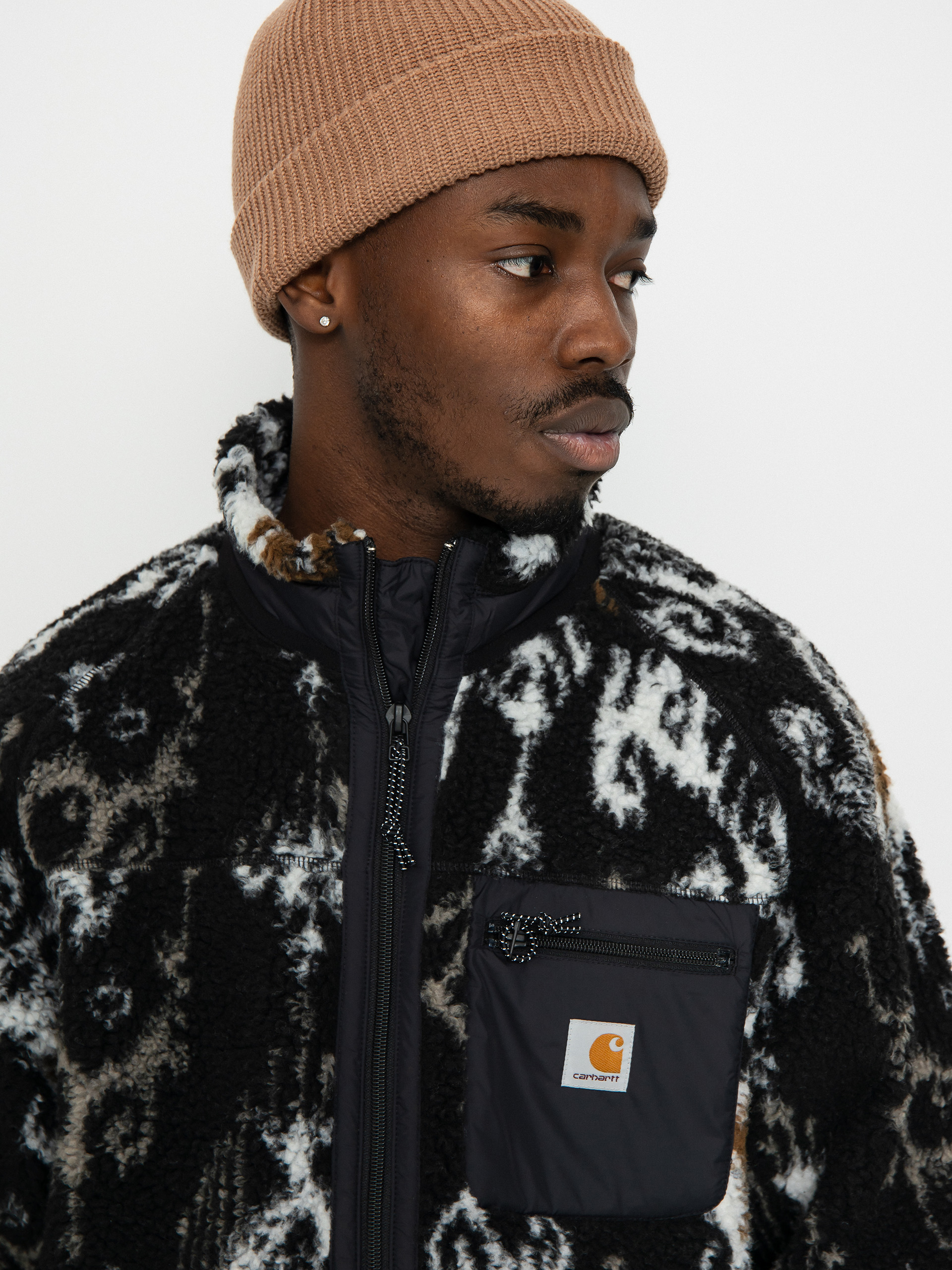 Bunda Carhartt WIP Prentis Liner (baru jacquard black/black)