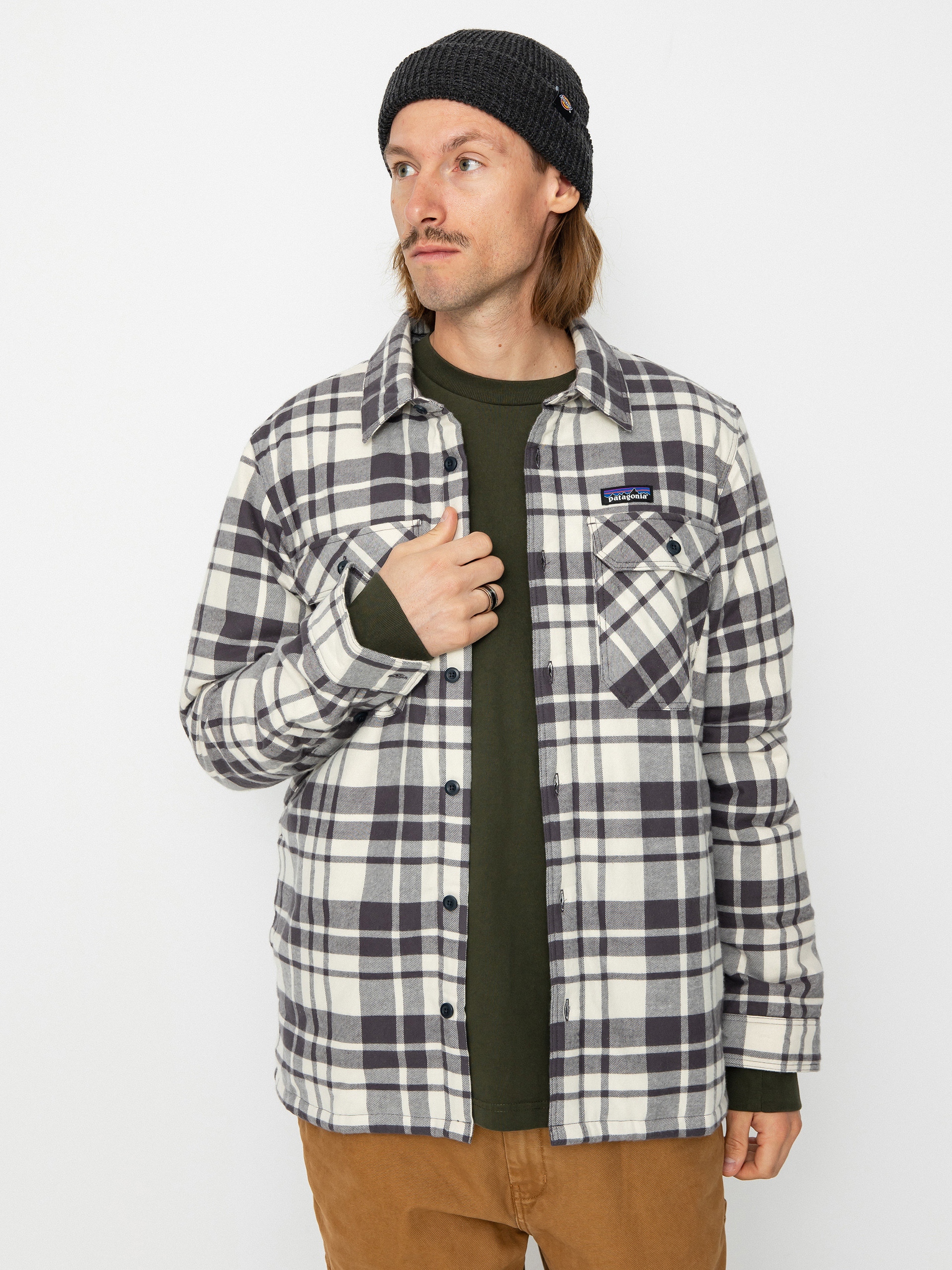 Bunda Patagonia Insulated Organic Cotton Fjord Flannel (ice caps/smolder blue)