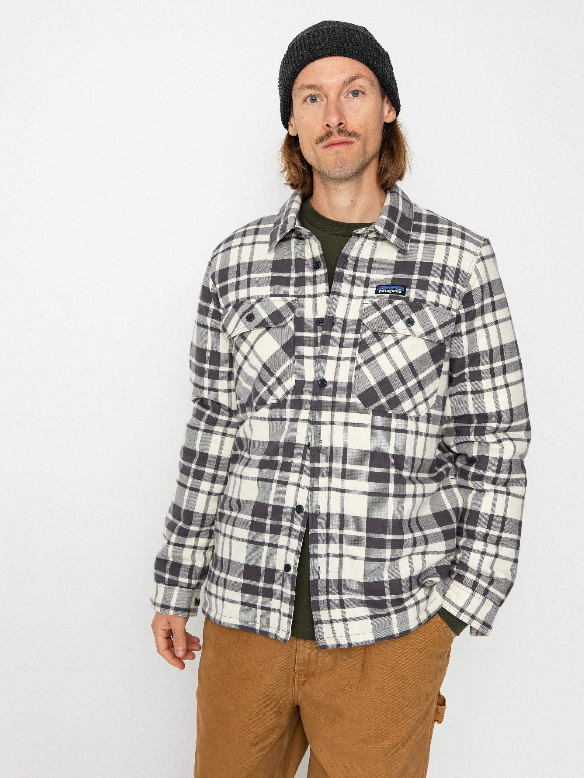 Bunda Patagonia Insulated Organic Cotton Fjord Flannel (ice caps/smolder blue)