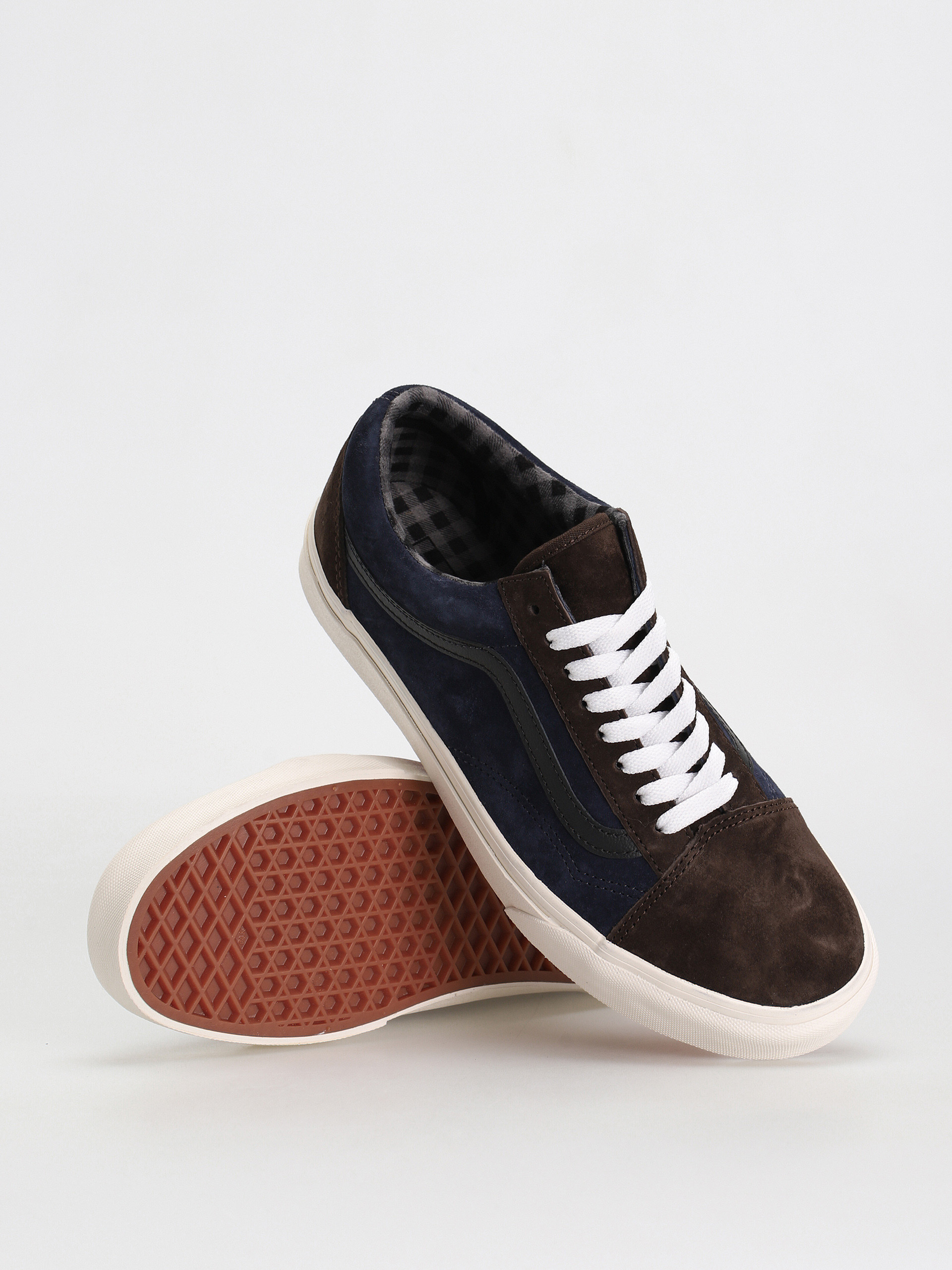 Boty Vans Old Skool (pig suede plaid brown/navy)