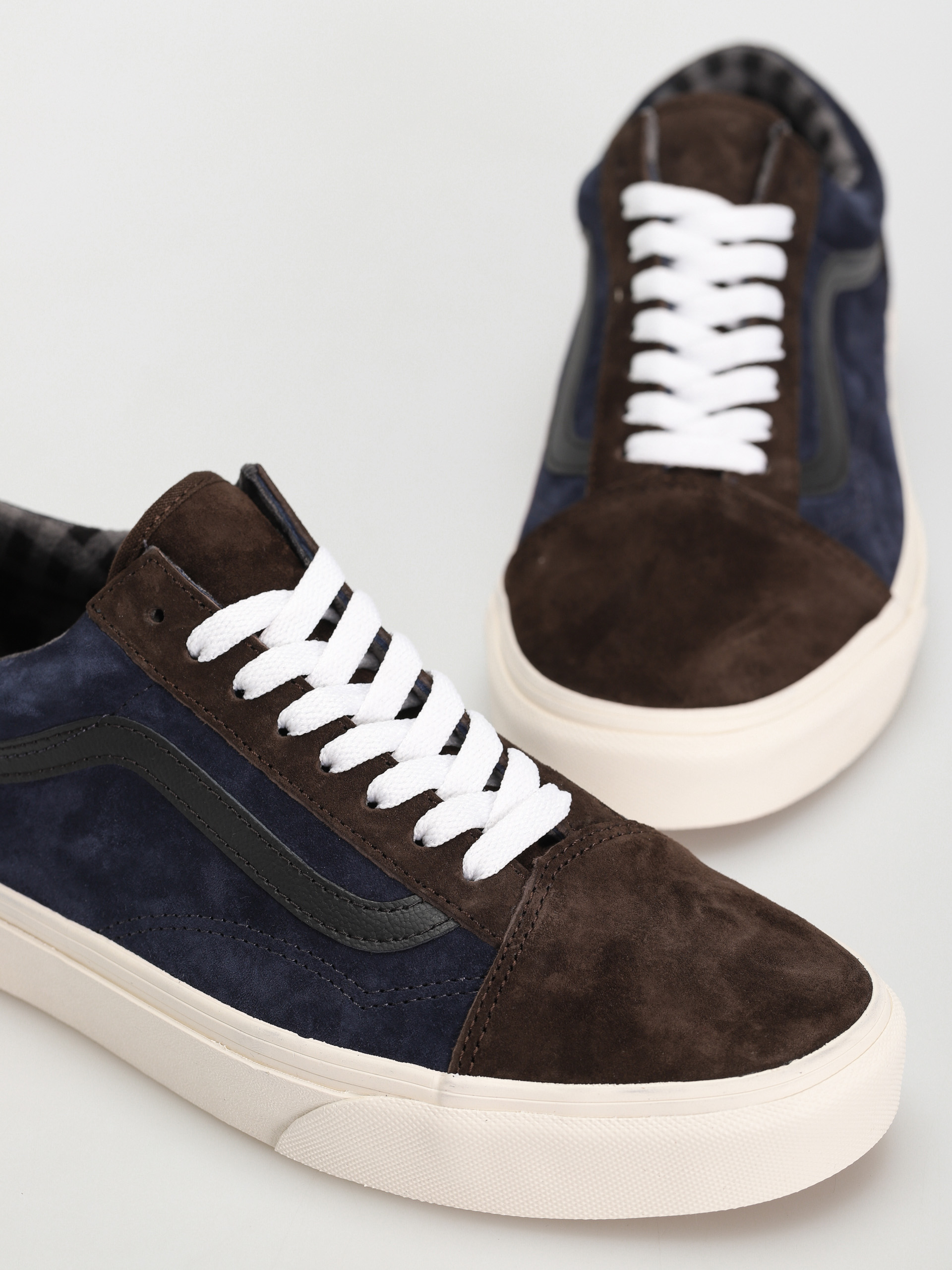 Boty Vans Old Skool (pig suede plaid brown/navy)