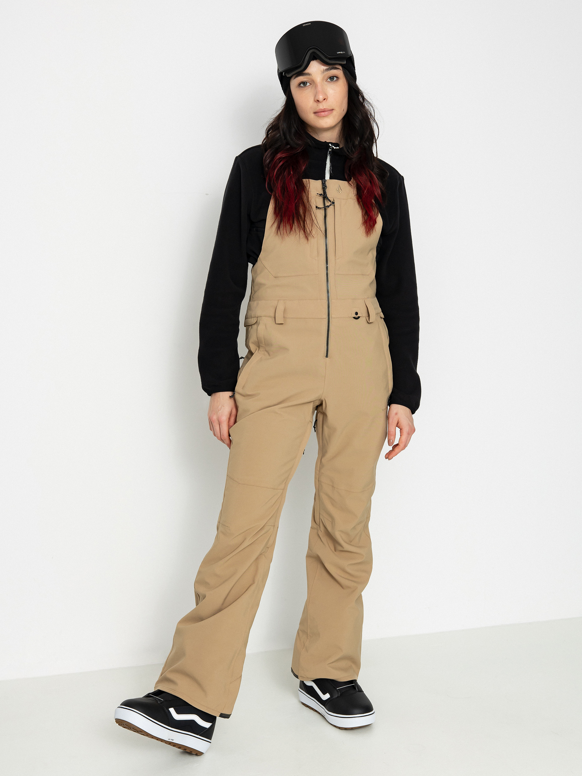 Snowboardové kalhoty Volcom Swift Bib Overall Wmn (dark khaki)