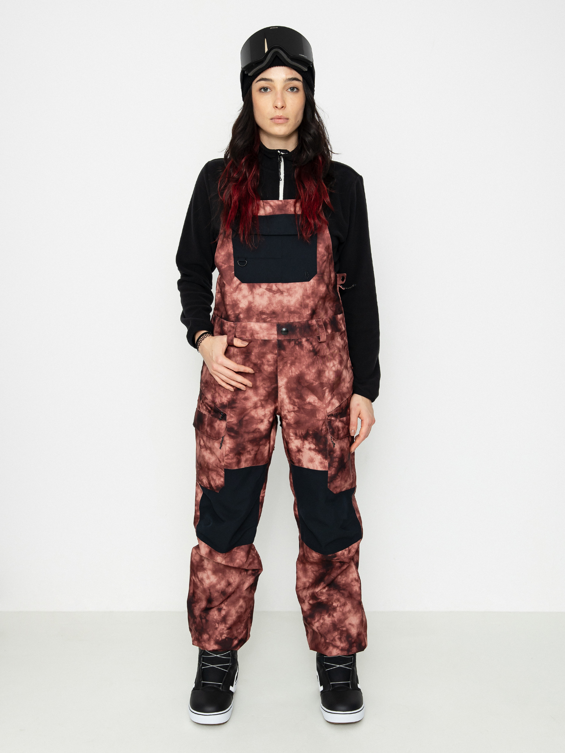 Dámské Snowboardové kalhoty Volcom Creston 3Dstretch Bib Overall (pink salt wash)