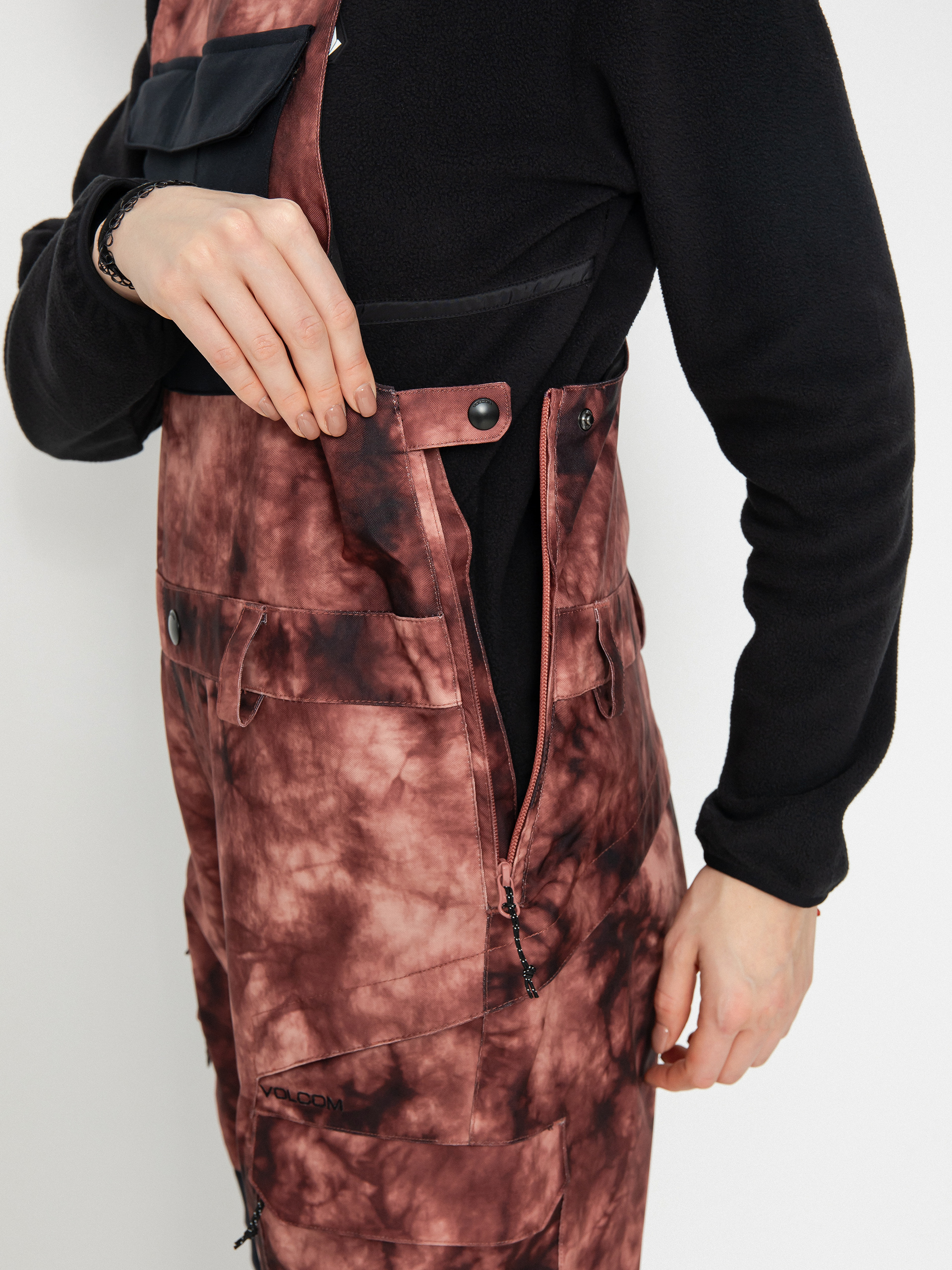 Dámské Snowboardové kalhoty Volcom Creston 3Dstretch Bib Overall (pink salt wash)