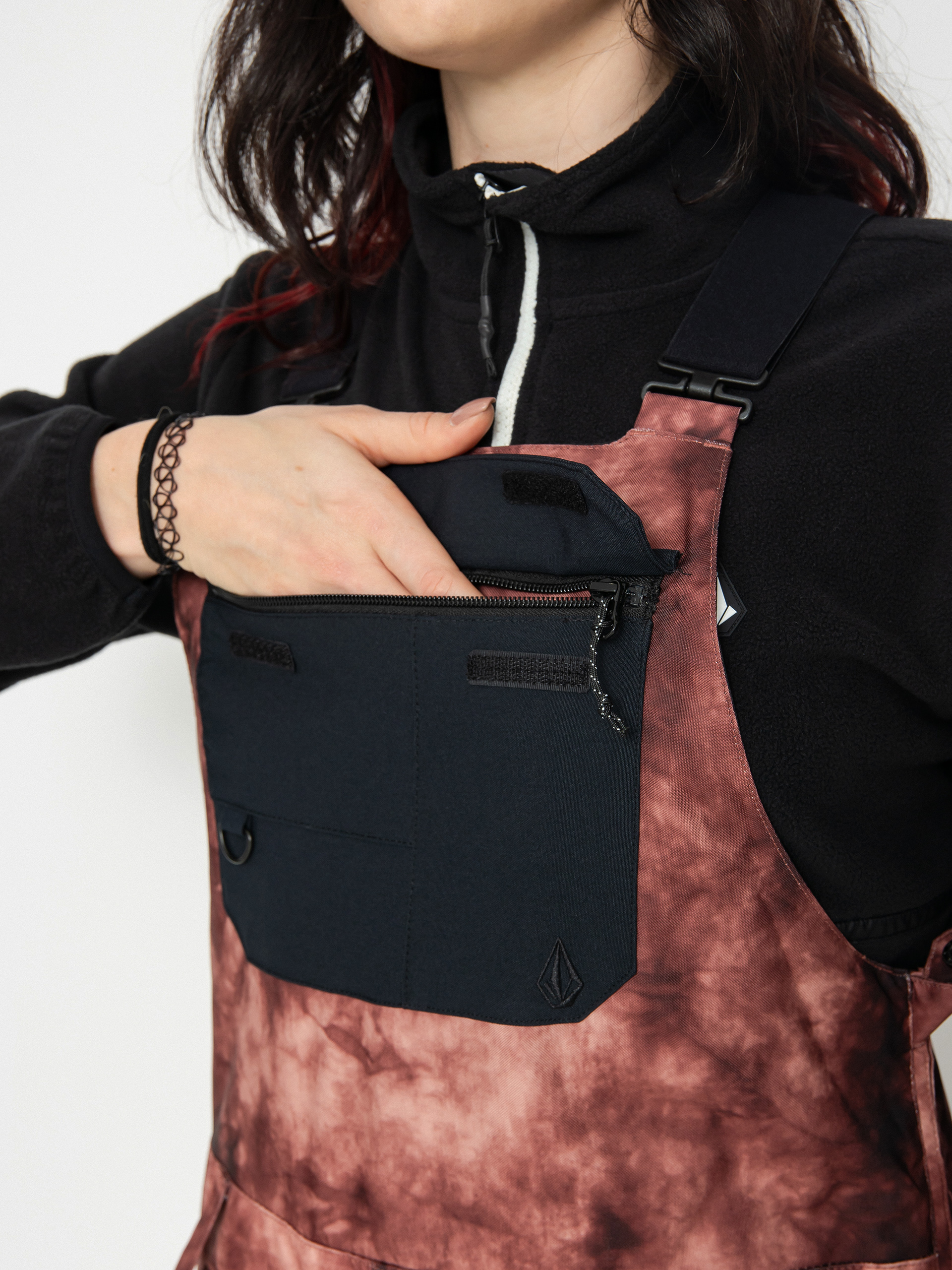 Dámské Snowboardové kalhoty Volcom Creston 3Dstretch Bib Overall (pink salt wash)