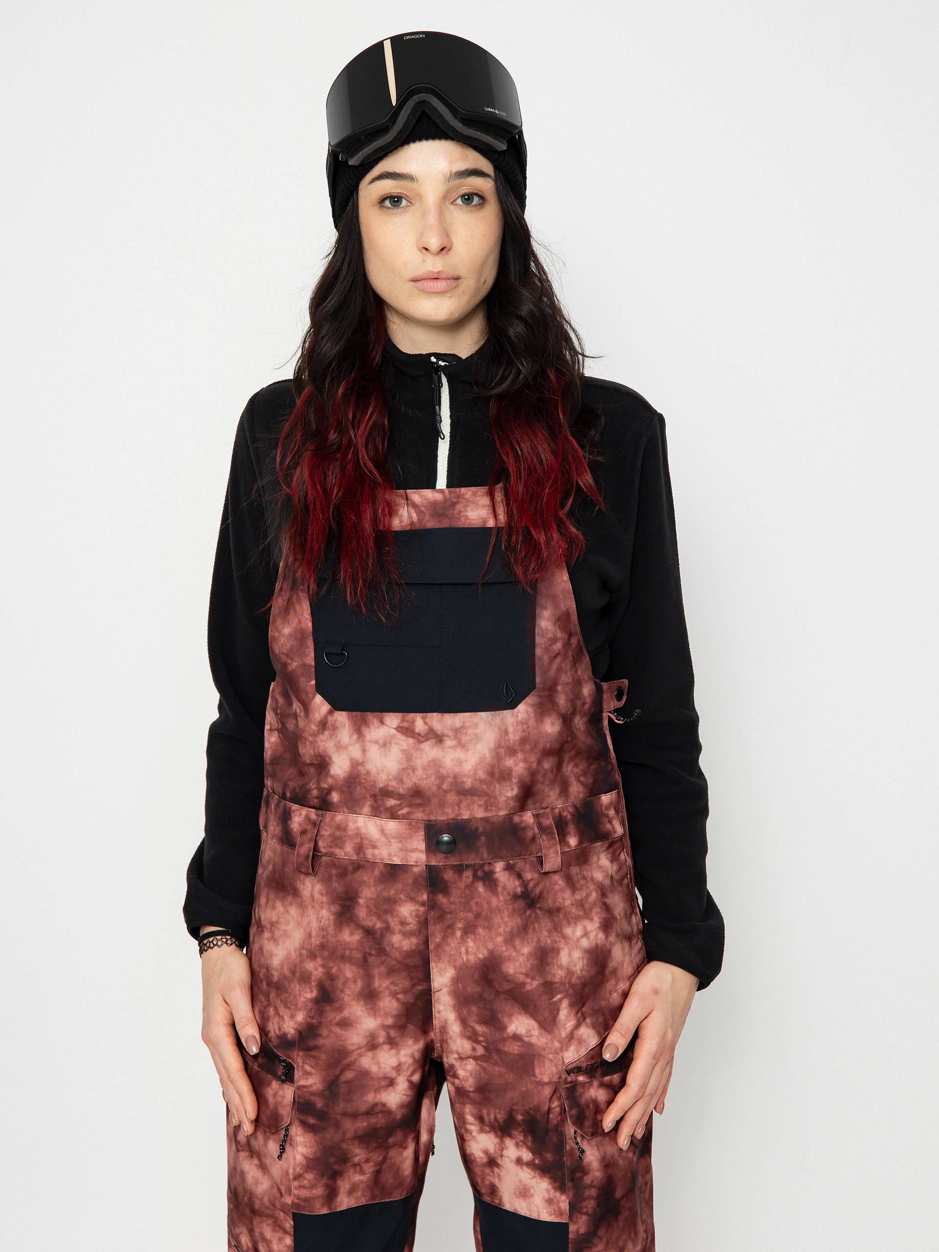 Dámské Snowboardové kalhoty Volcom Creston 3Dstretch Bib Overall (pink salt wash)