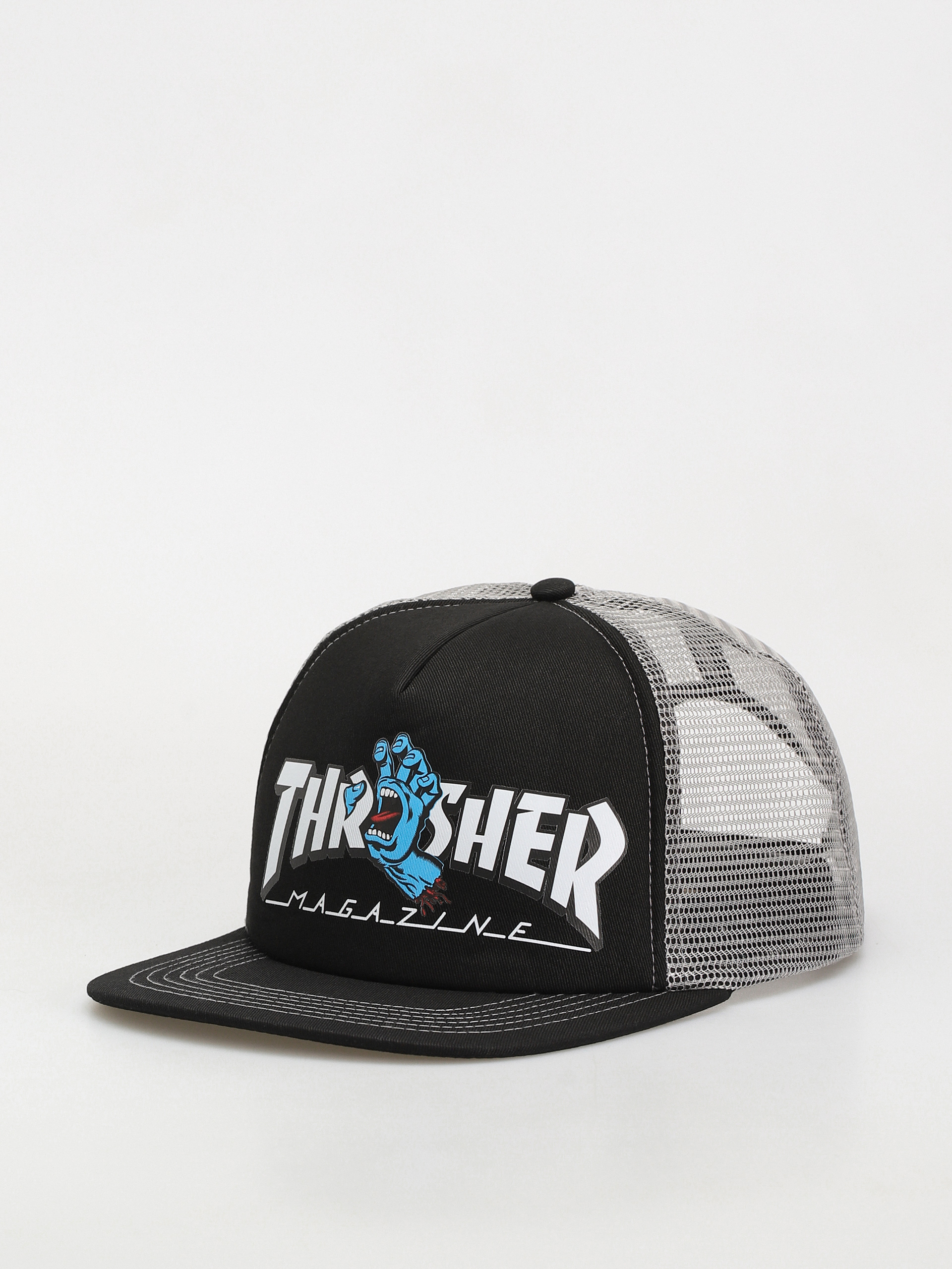 Kšiltovka Santa Cruz X Thrasher Screaming Logo Mesh Trucker (black/grey)