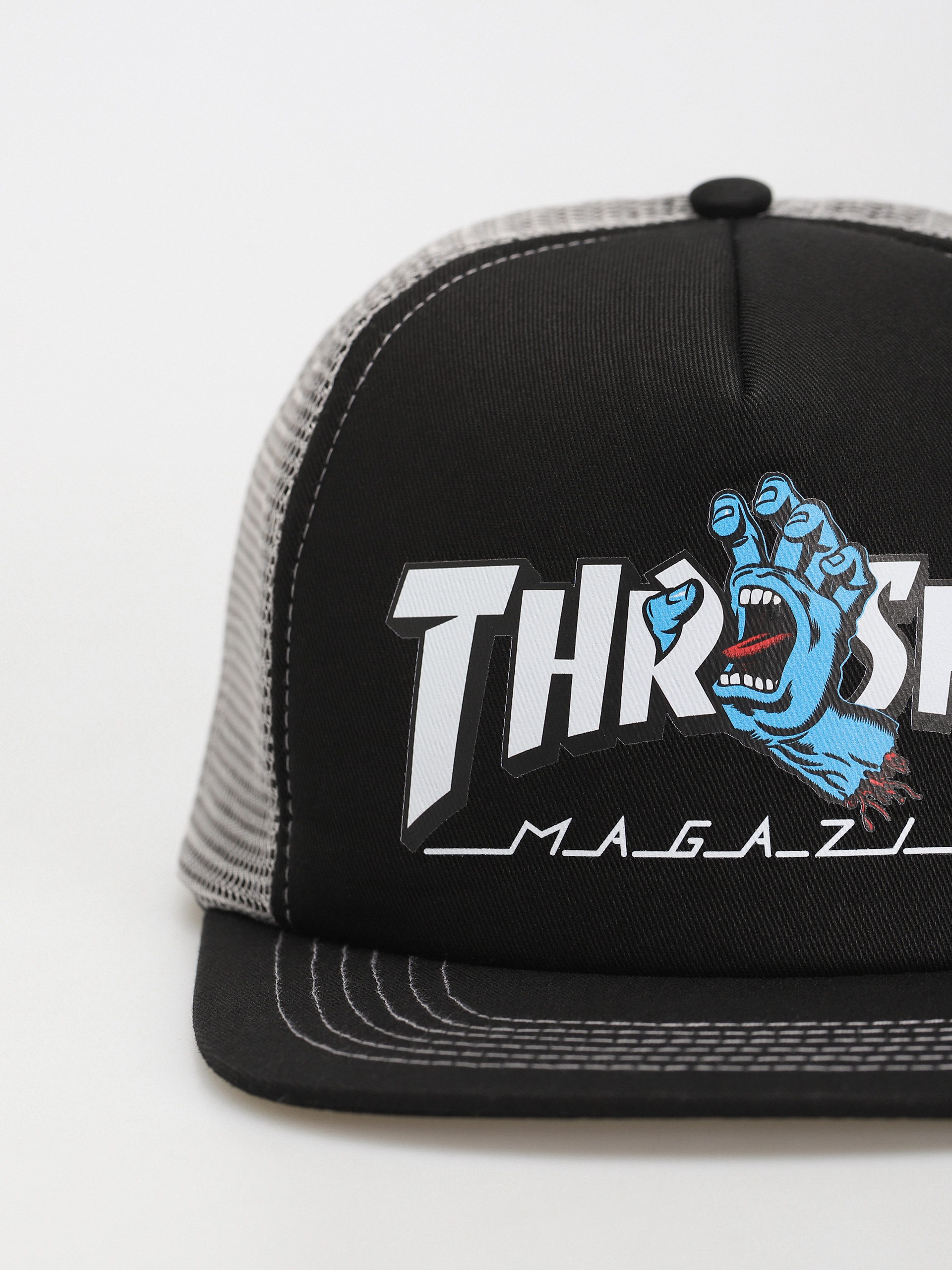 Kšiltovka Santa Cruz X Thrasher Screaming Logo Mesh Trucker (black/grey)