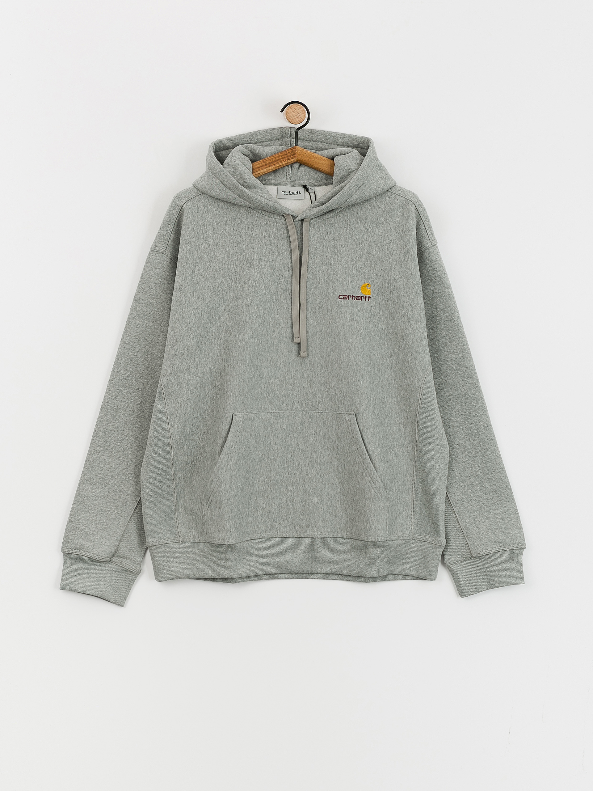 Mikina s kapucí Carhartt WIP American Script HD (grey heather)