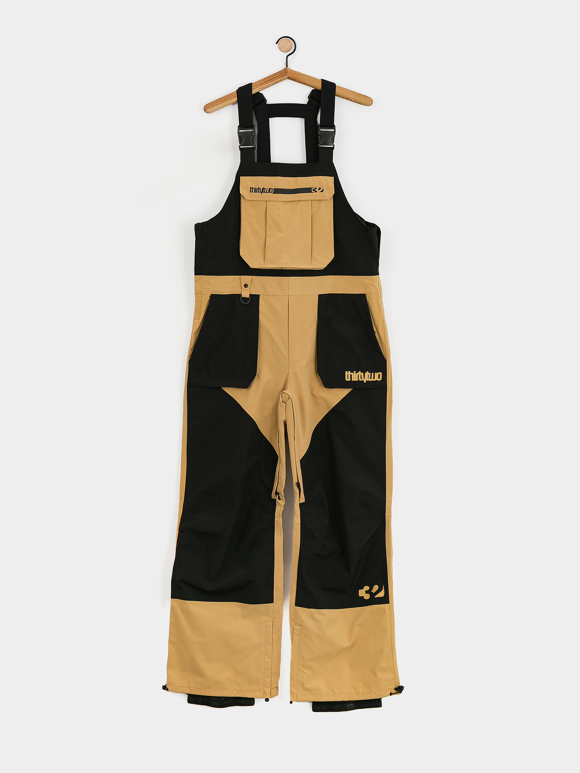 Pánské Snowboardové kalhoty ThirtyTwo Basement Bib (black/tan)