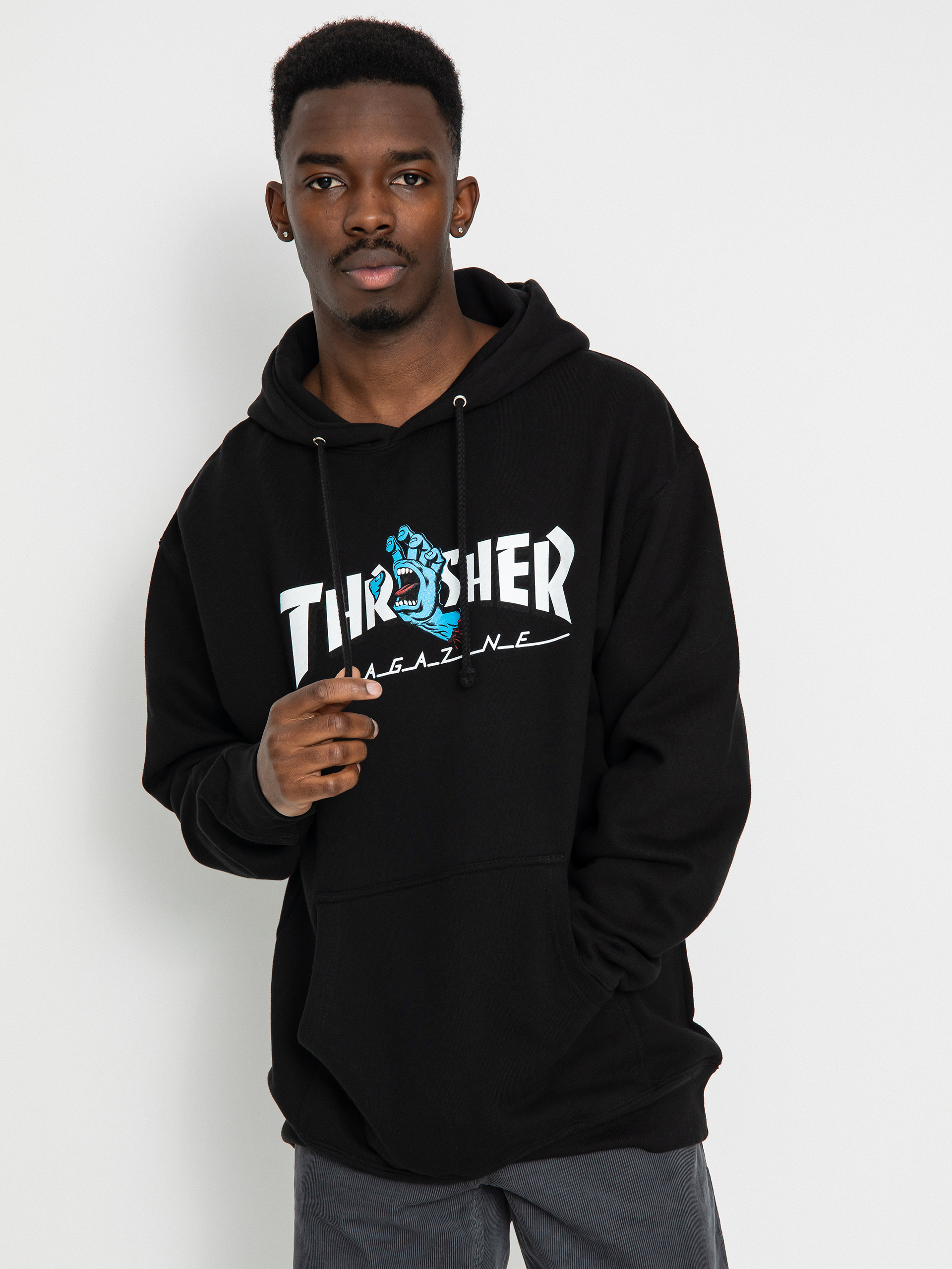 Mikina s kapucí Santa Cruz X Thrasher Screaming Logo HD (black)