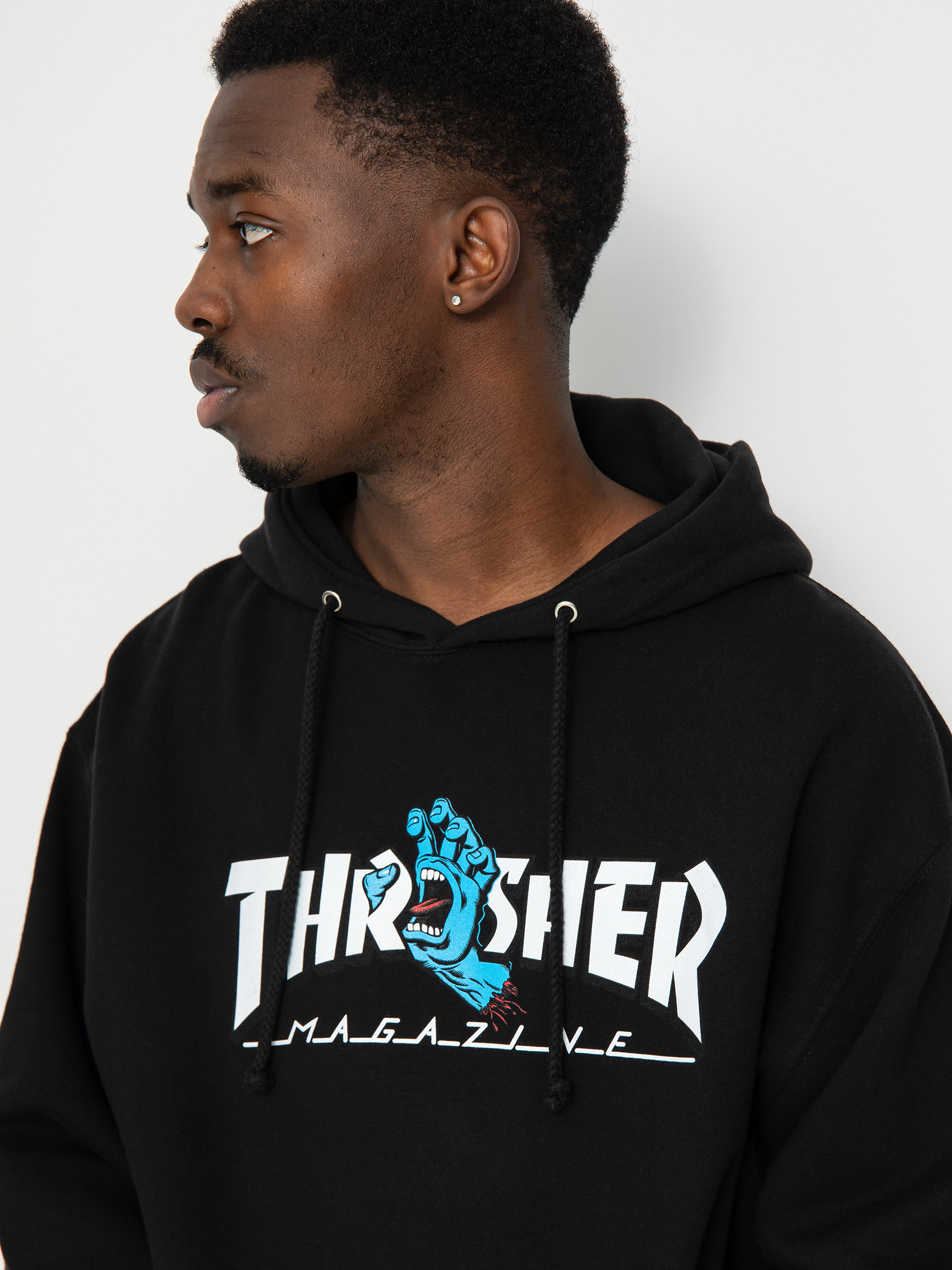 Mikina s kapucí Santa Cruz X Thrasher Screaming Logo HD (black)
