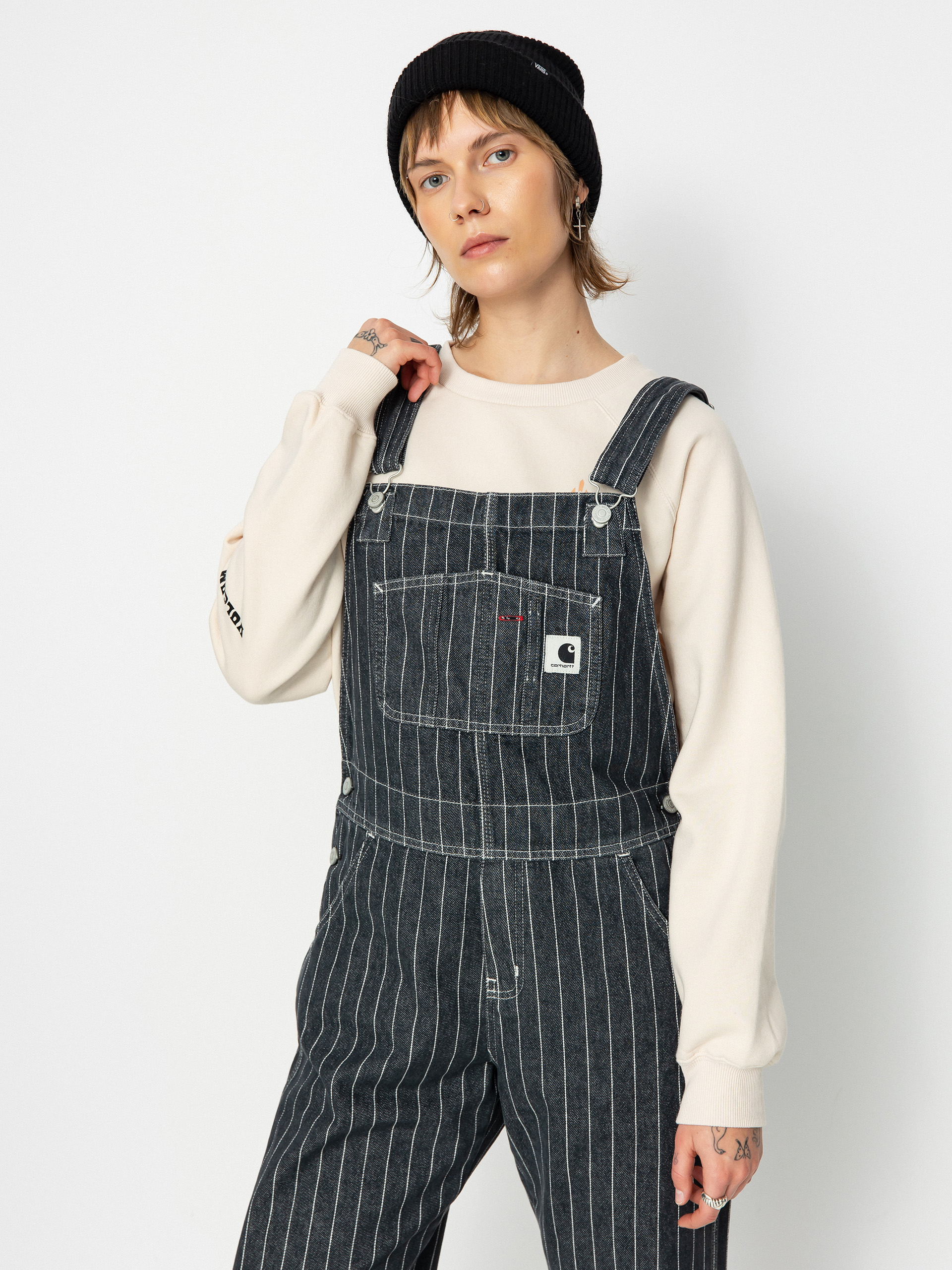 Kalhoty Carhartt WIP Orlean Bib Wmn (orlean stripe/black/white)