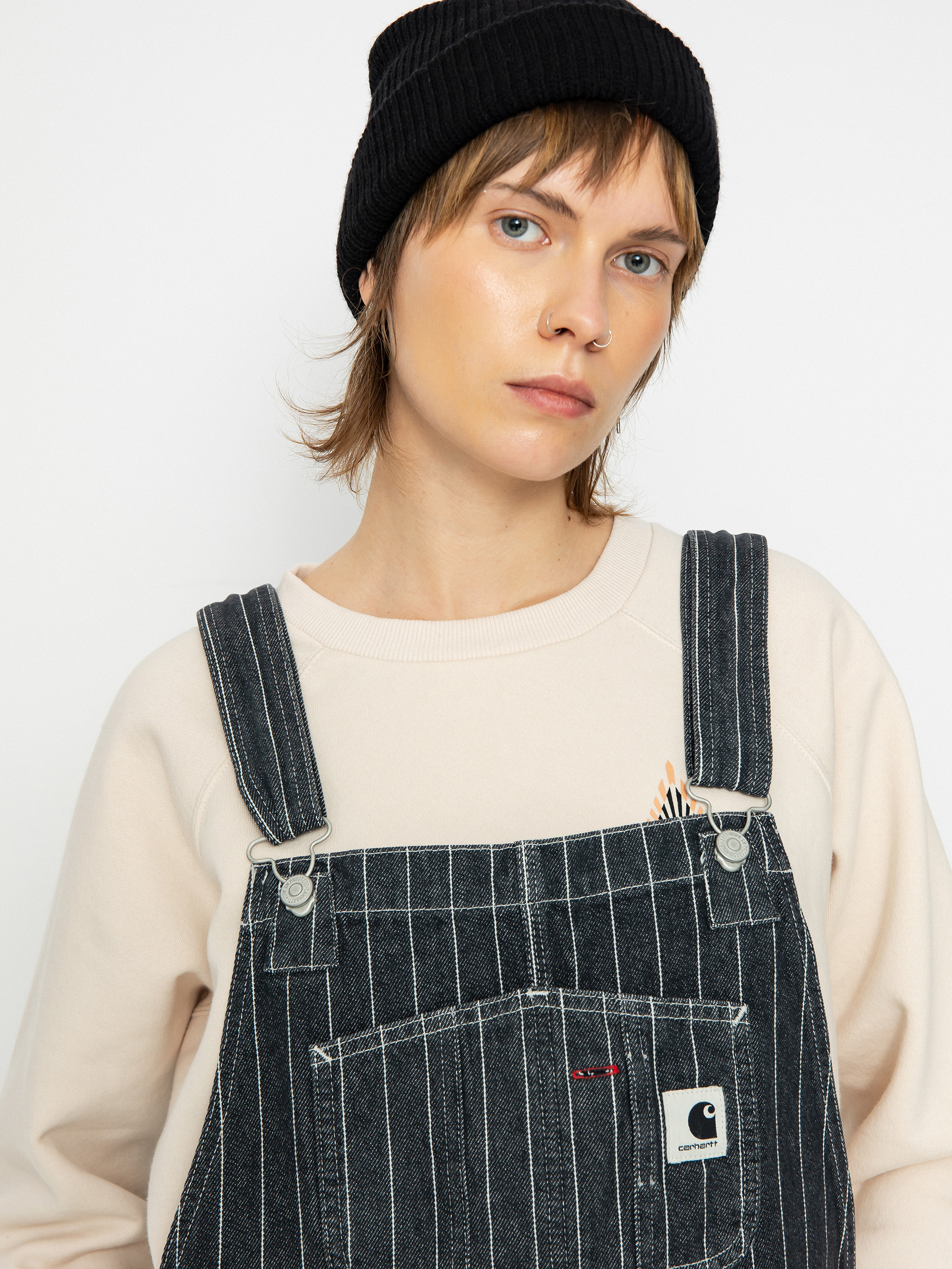Kalhoty Carhartt WIP Orlean Bib Wmn (orlean stripe/black/white)