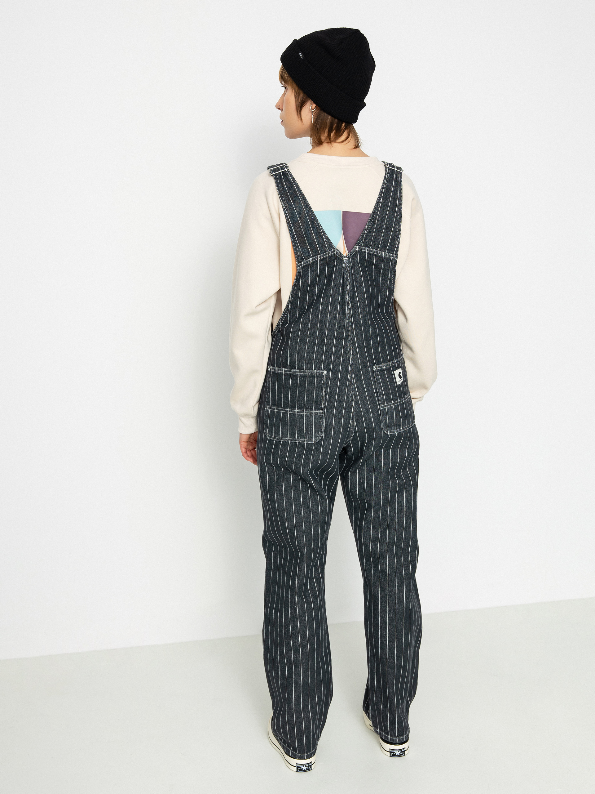 Kalhoty Carhartt WIP Orlean Bib Wmn (orlean stripe/black/white)