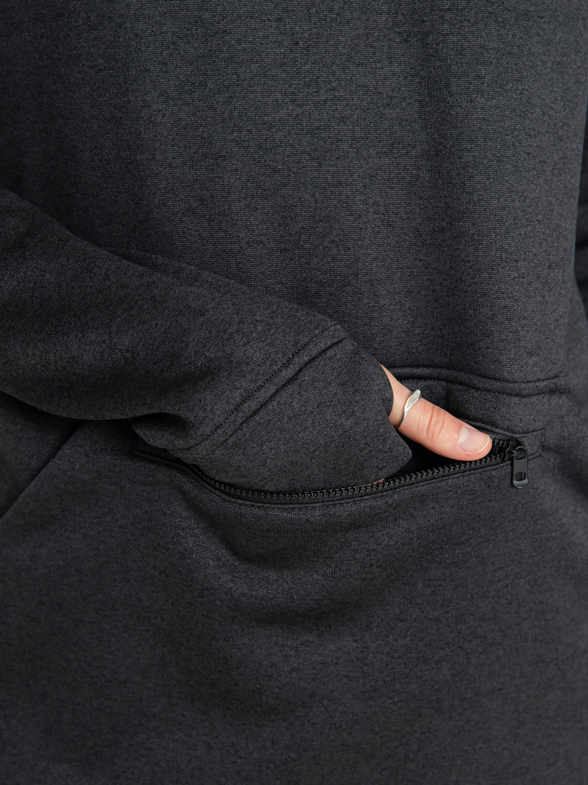 Mikina s kapucí Burton Oak Long HD Wmn (true black heather)