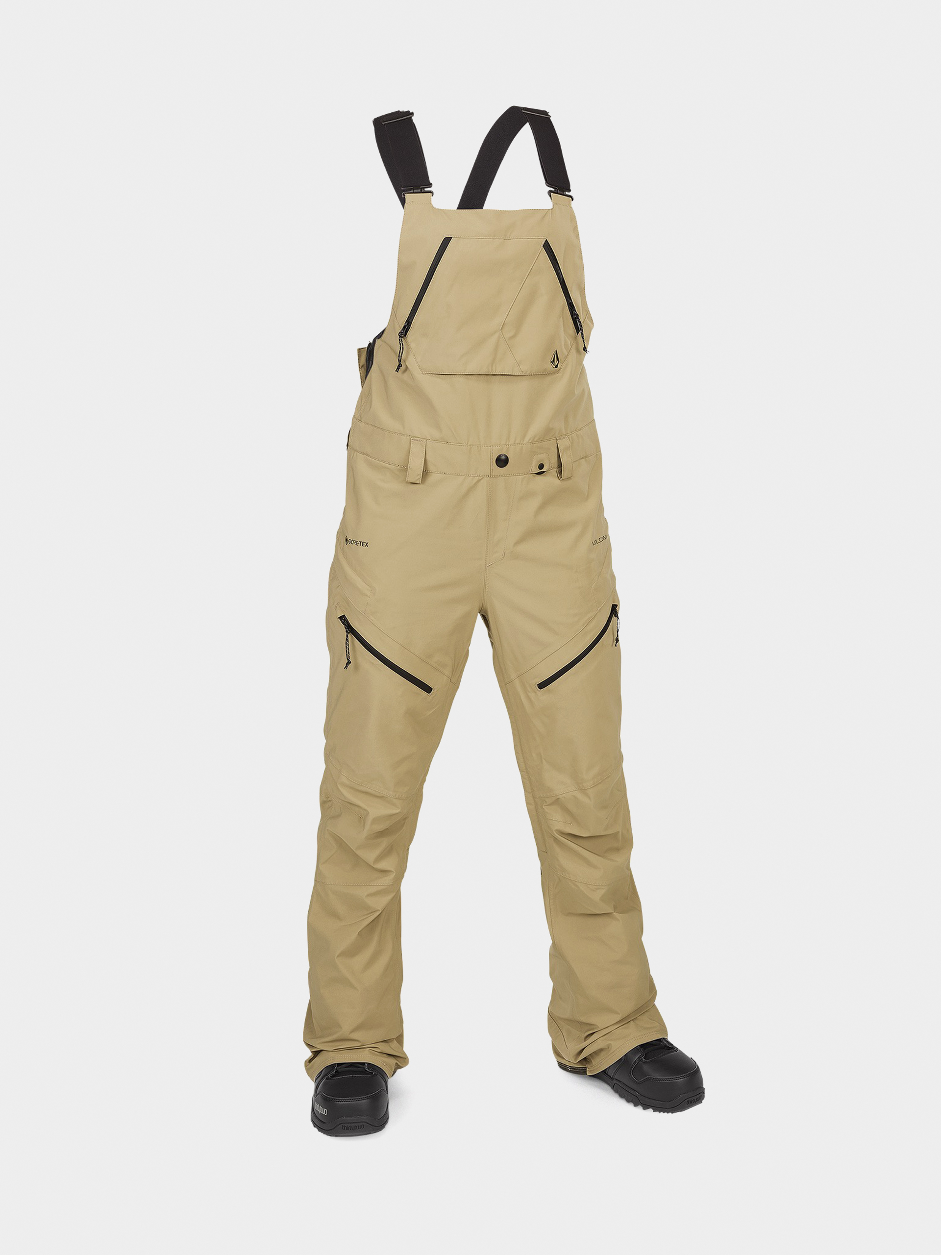 Snowboardové kalhoty Volcom Elm Stretch Gore Bib Overall Wmn (dark khaki)