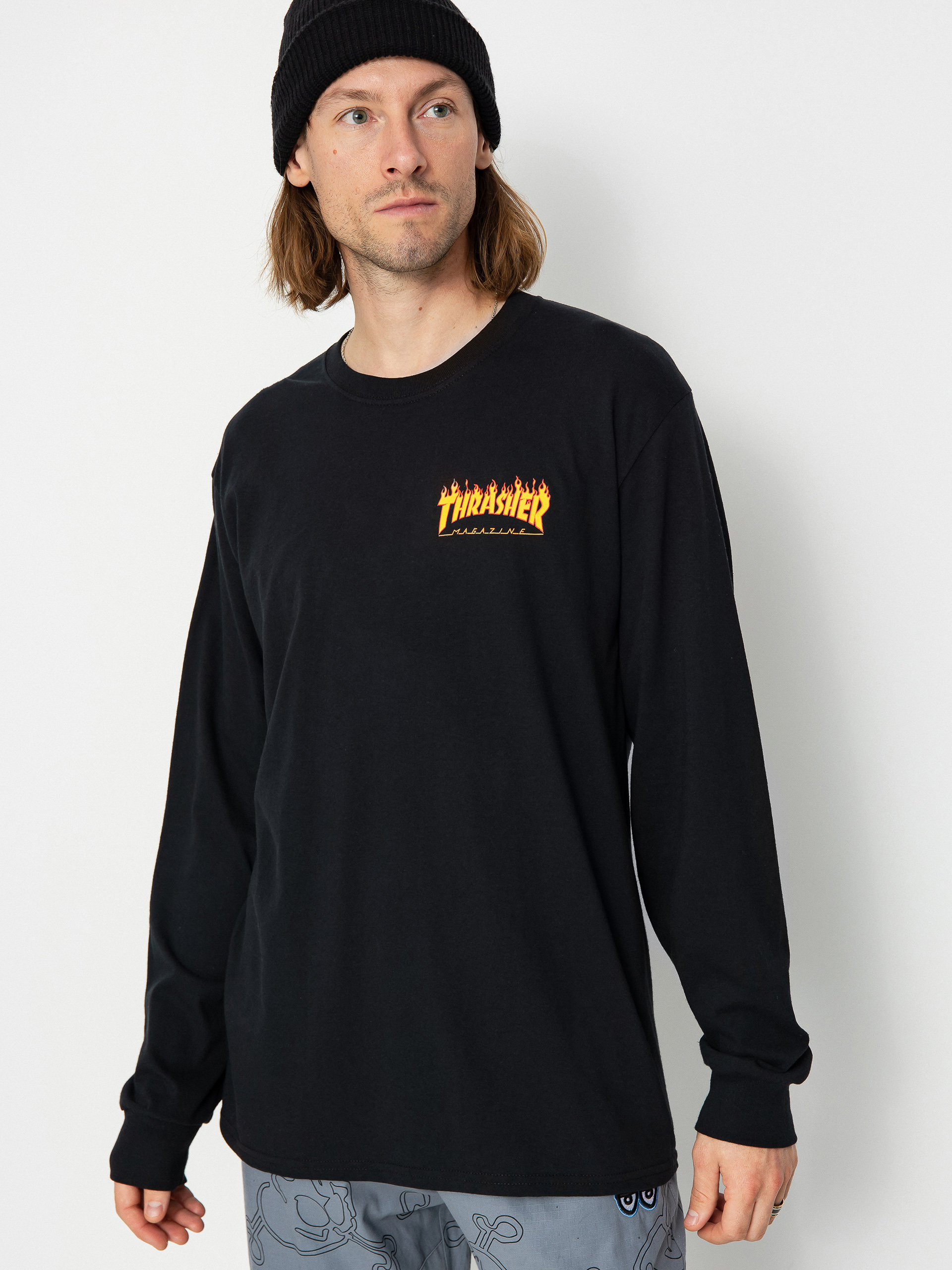 Triko Santa Cruz X Thrasher Flame Dot (black)