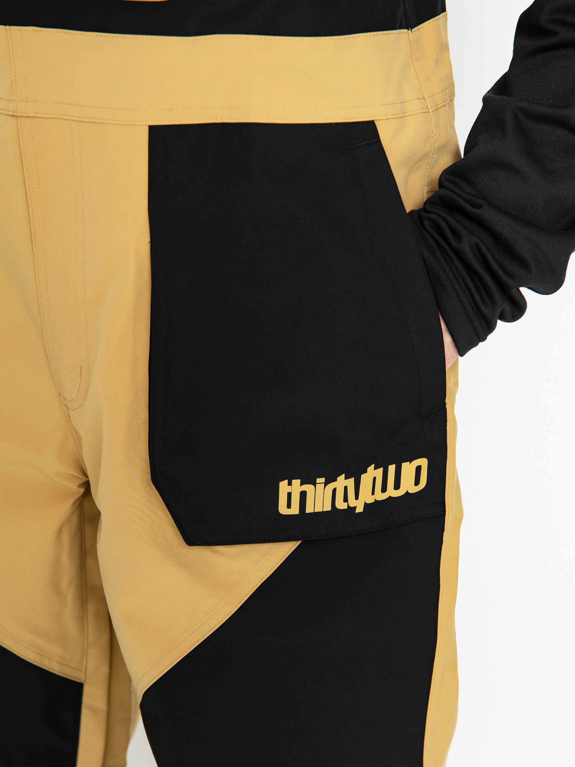 Pánské Snowboardové kalhoty ThirtyTwo Basement Bib (black/tan)