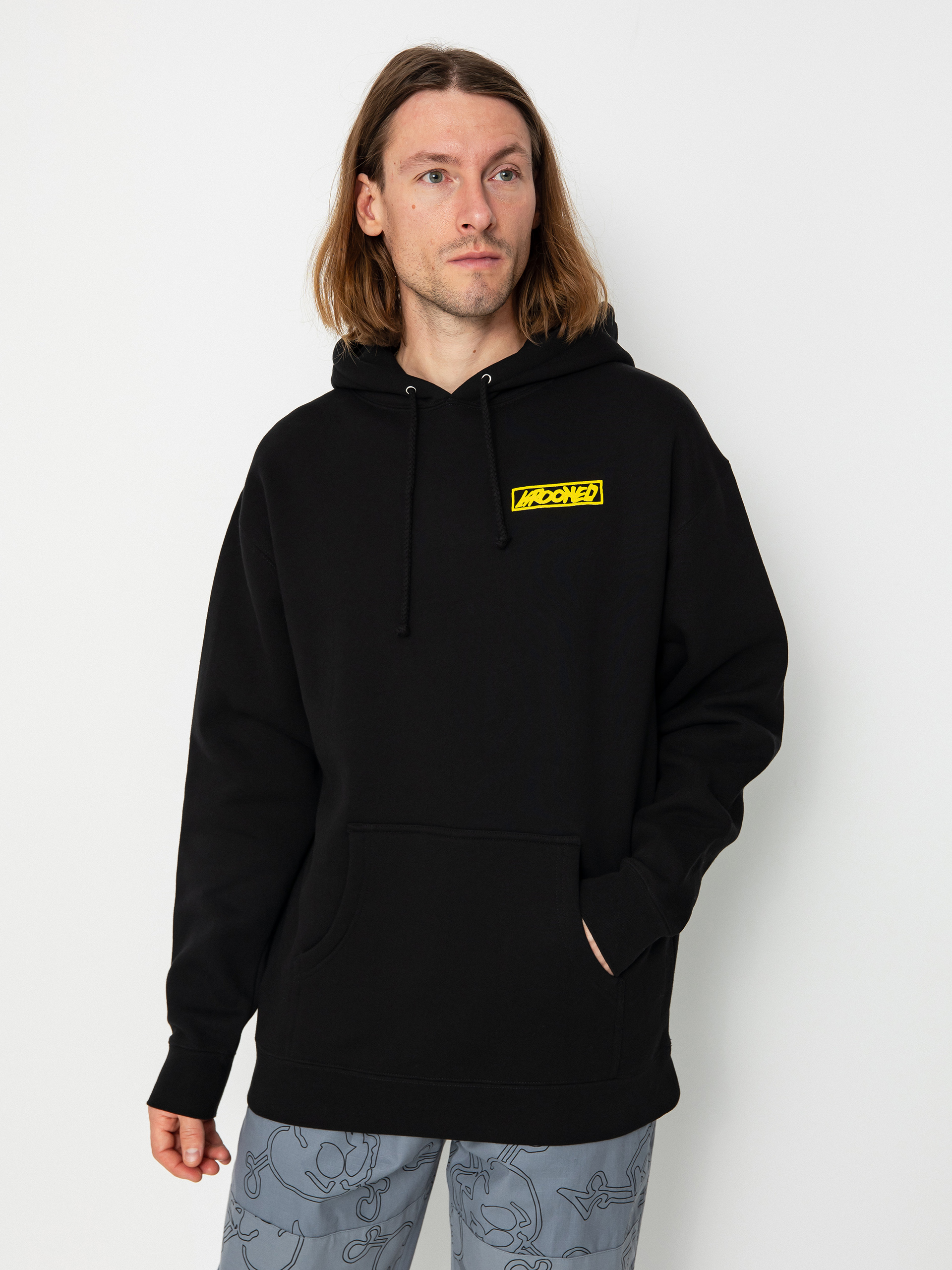 Mikina s kapucí Krooked Moonsmile Raw HD (black/yellow)