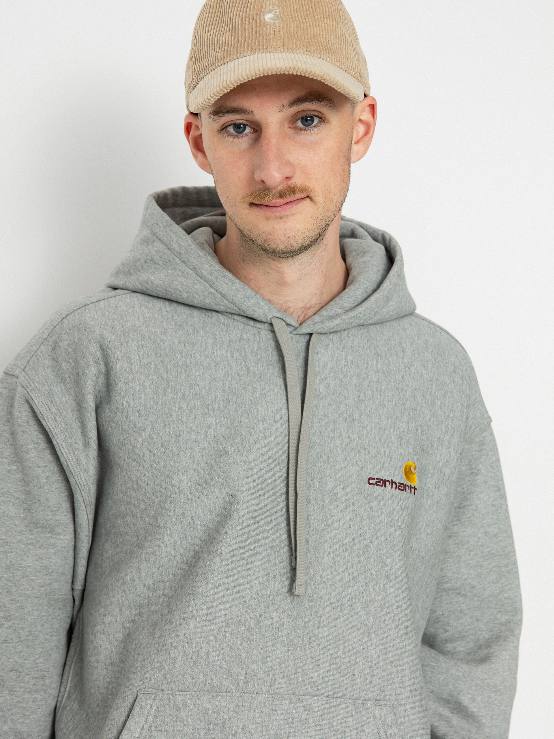 Mikina s kapucí Carhartt WIP American Script HD (grey heather)