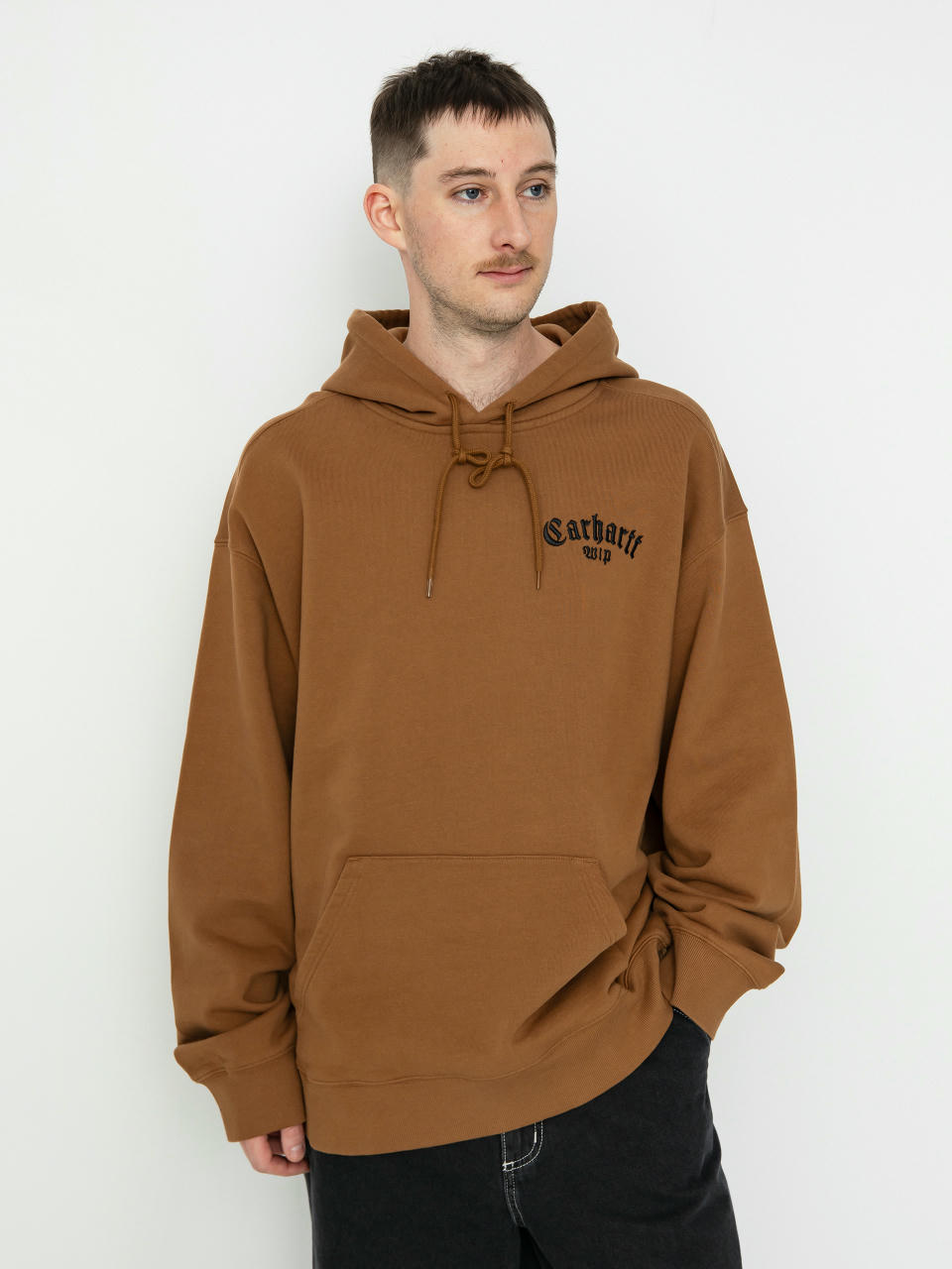 Mikina s kapucí Carhartt WIP Onyx Script HD (hamilton brown/black)