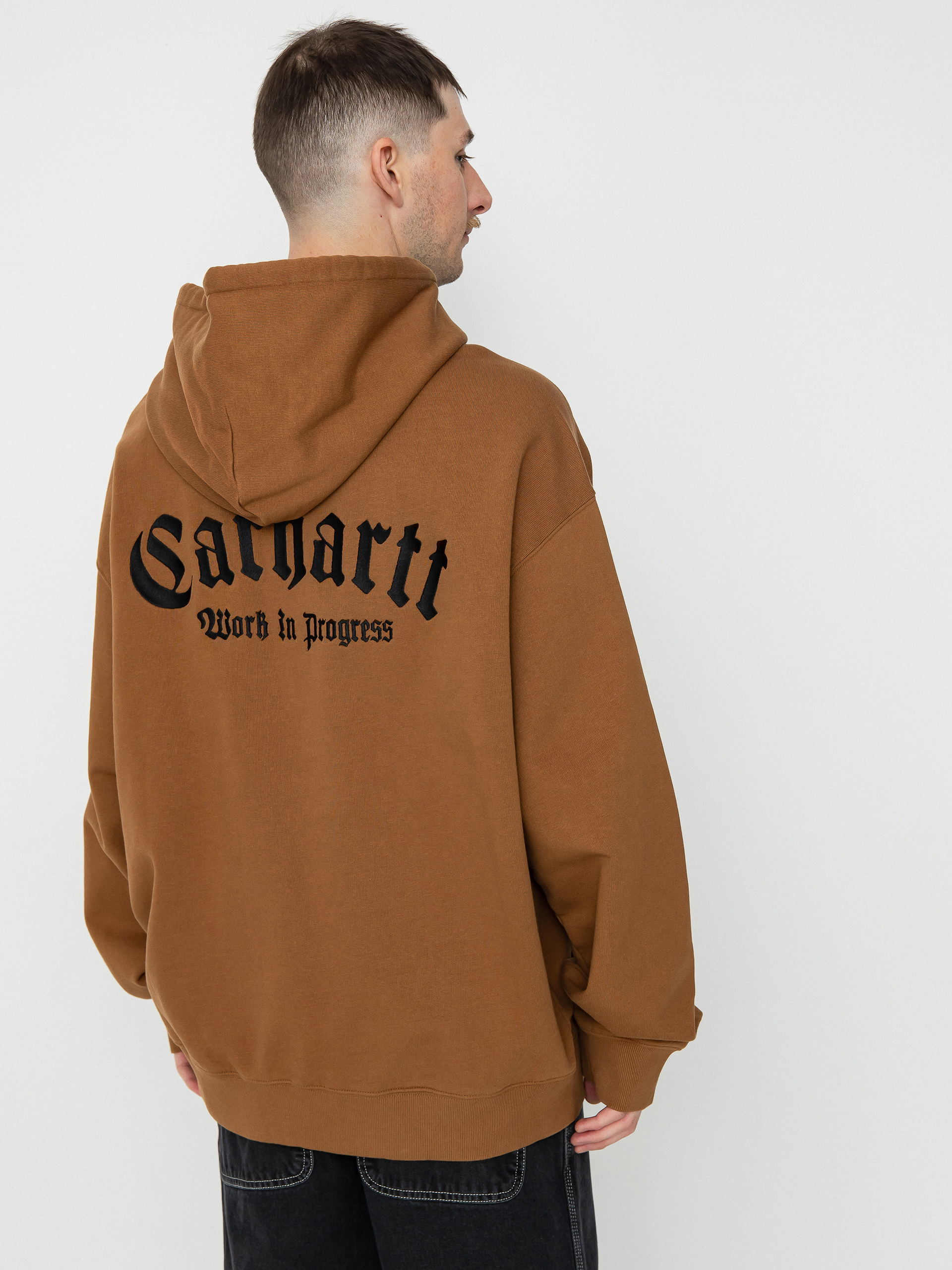 Mikina s kapucí Carhartt WIP Onyx Script HD (hamilton brown/black)
