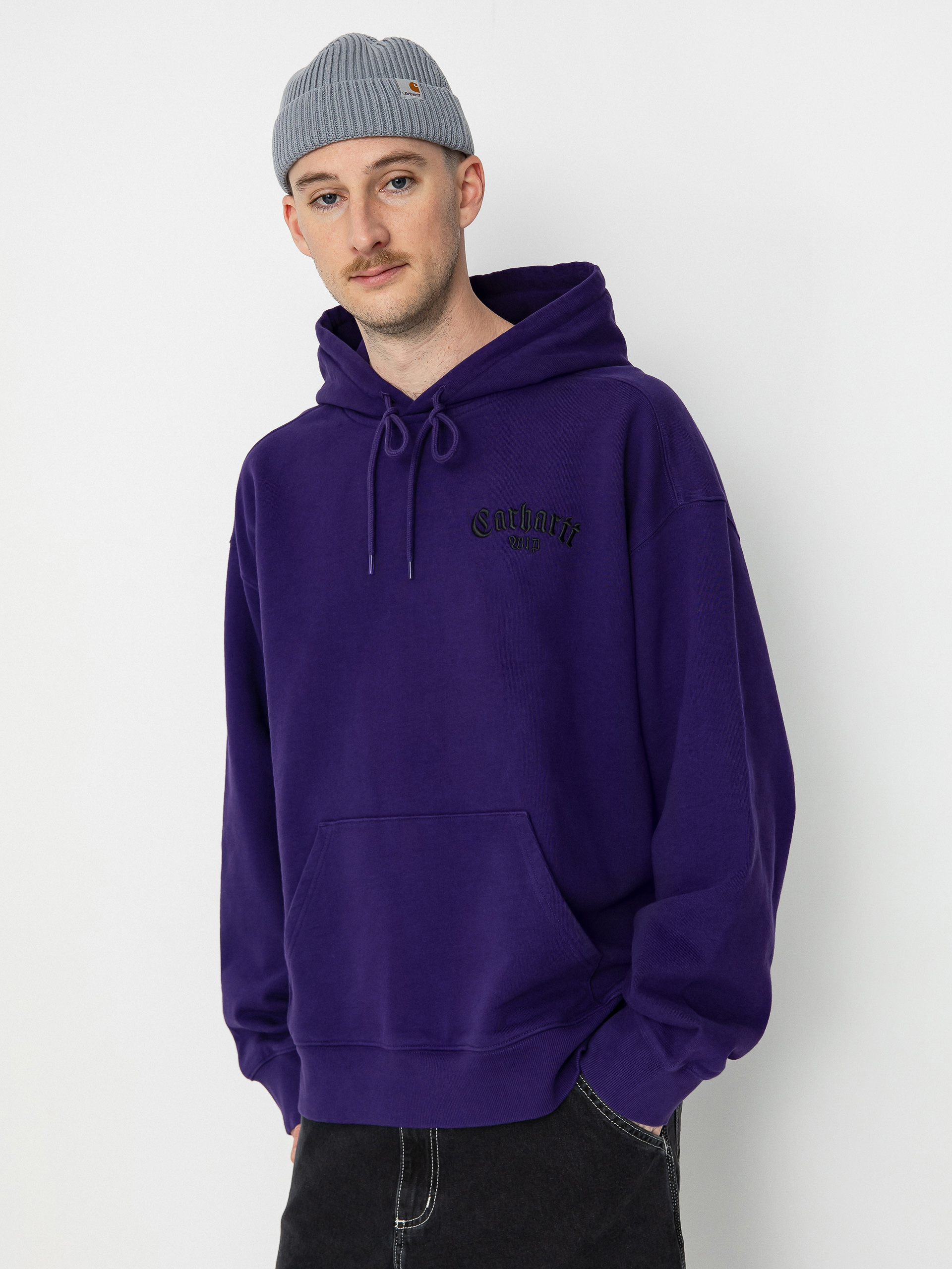 Mikina s kapucí Carhartt WIP Onyx Script HD (tyrian/black)