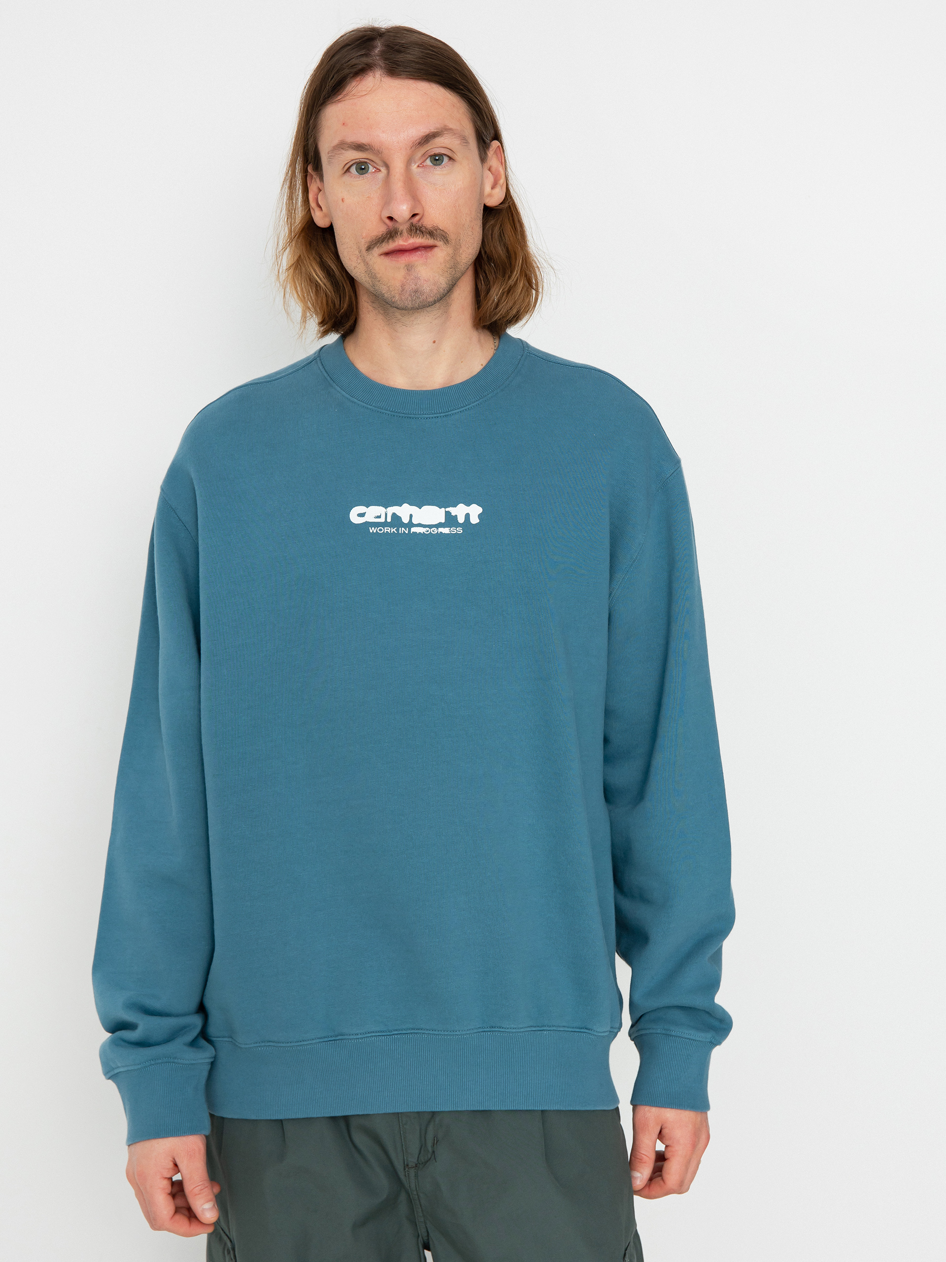 Mikina Carhartt WIP Ink Bleed (vancouver blue/white)