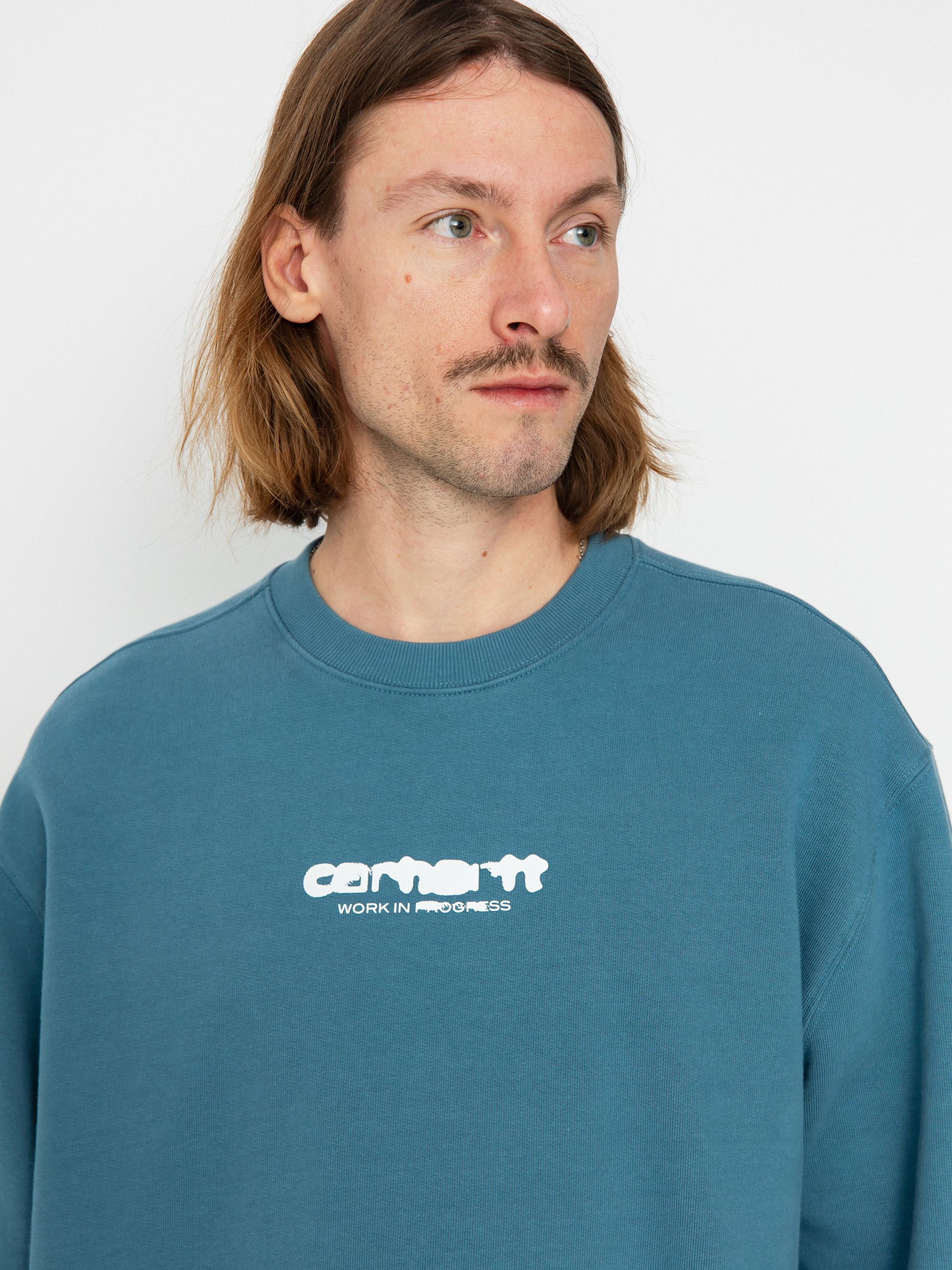 Mikina Carhartt WIP Ink Bleed (vancouver blue/white)