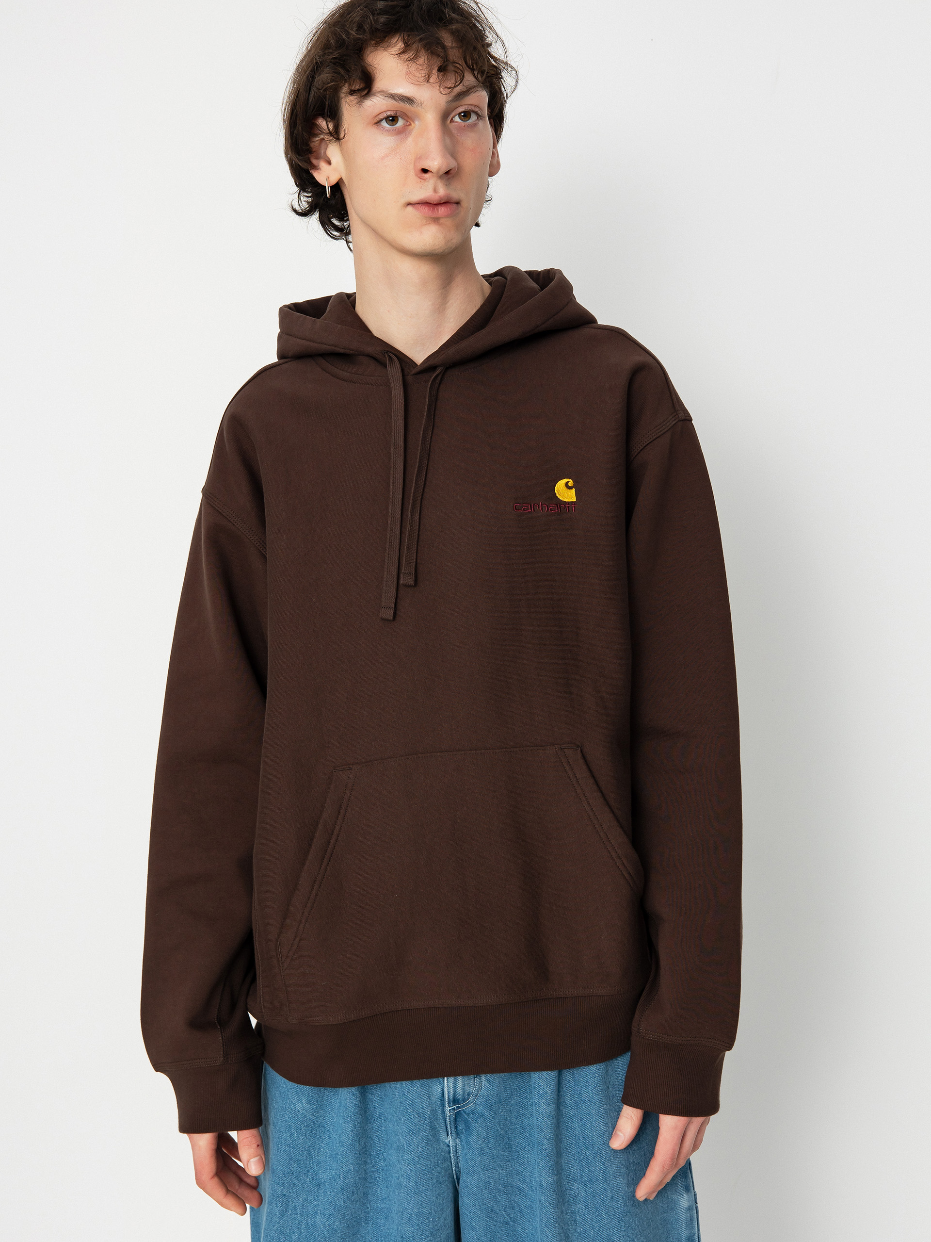 Mikina s kapucí Carhartt WIP American Script HD (tobacco)