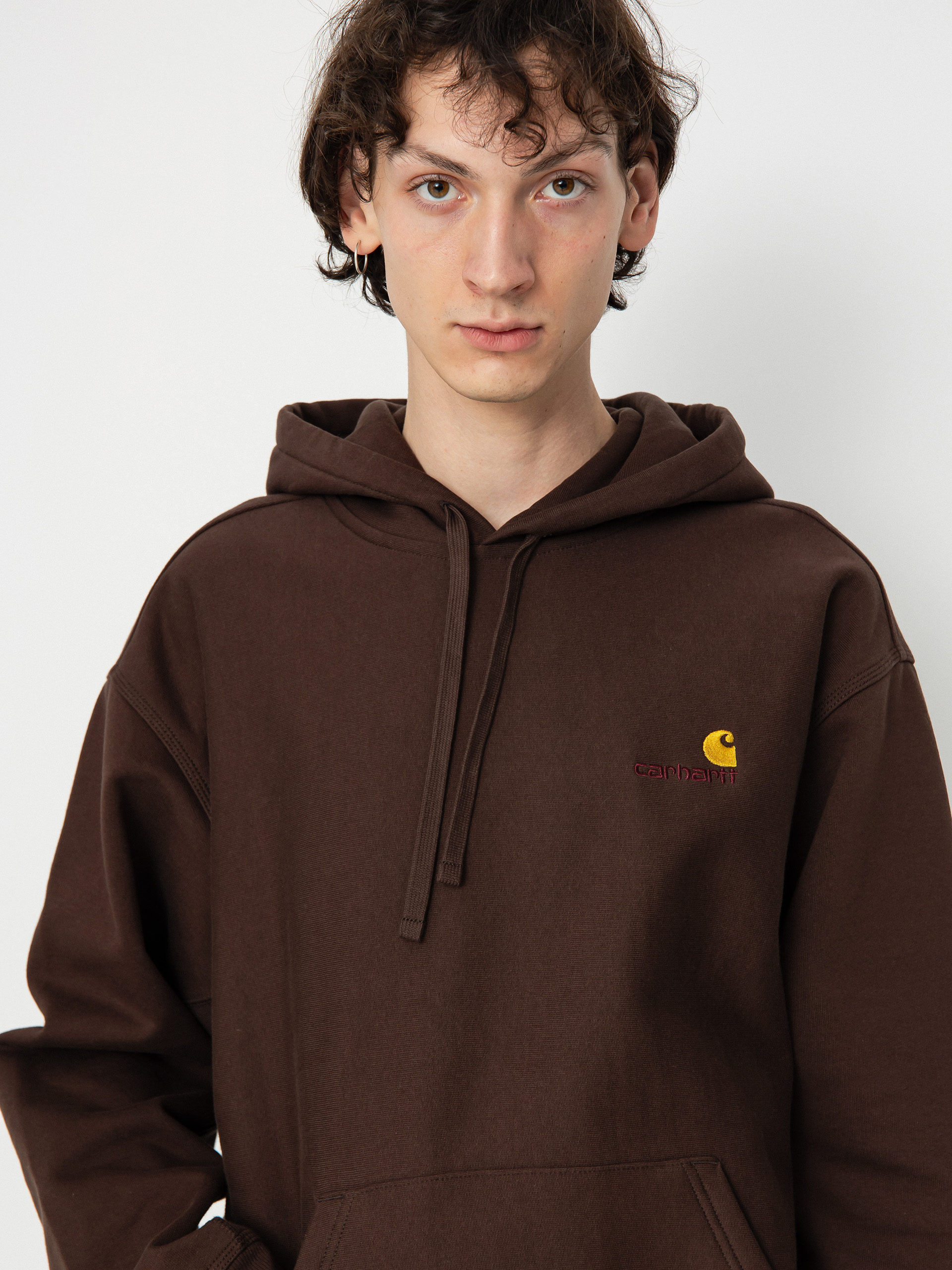 Mikina s kapucí Carhartt WIP American Script HD (tobacco)