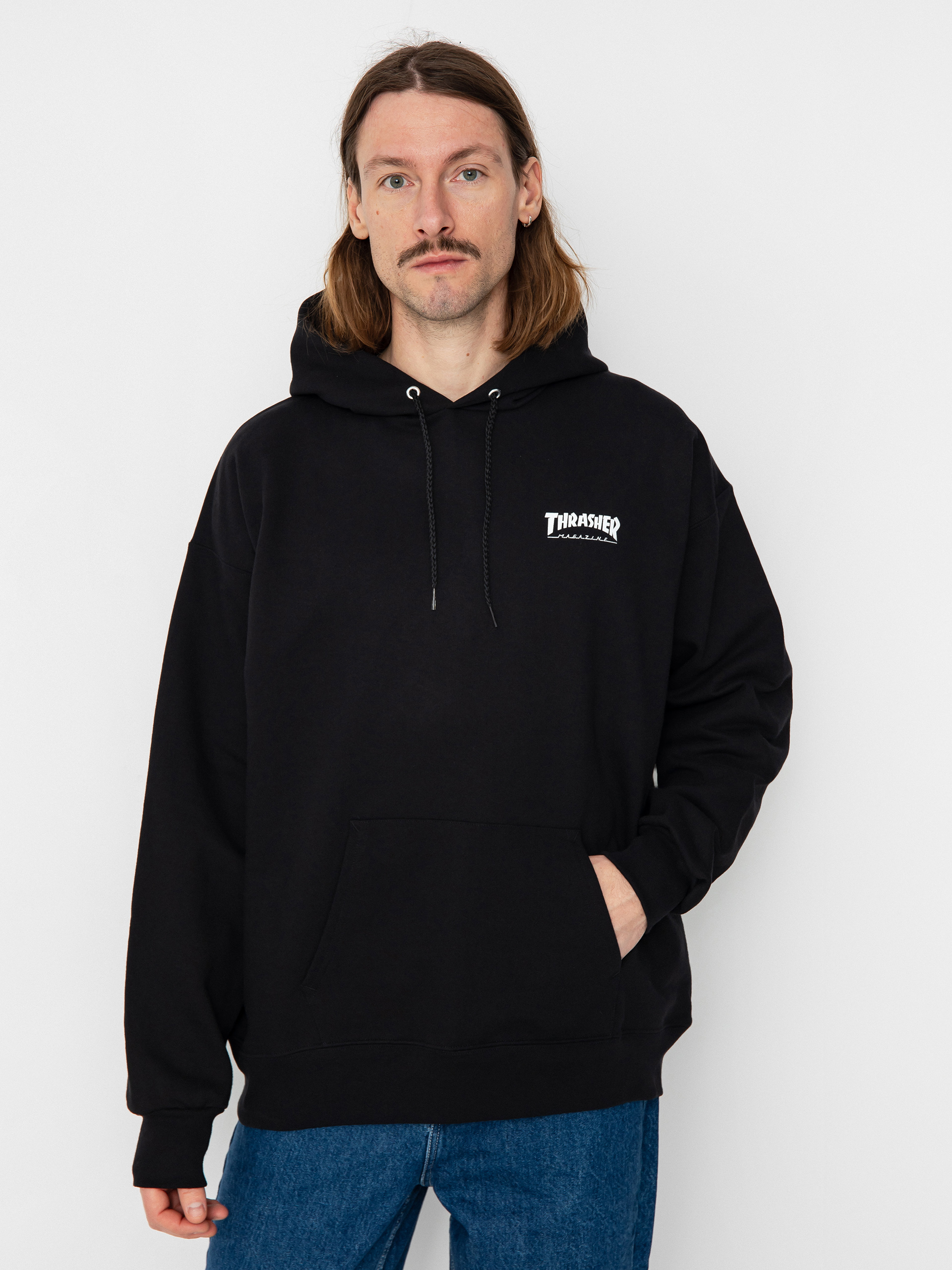 Mikina s kapucí Thrasher Little HD (black)