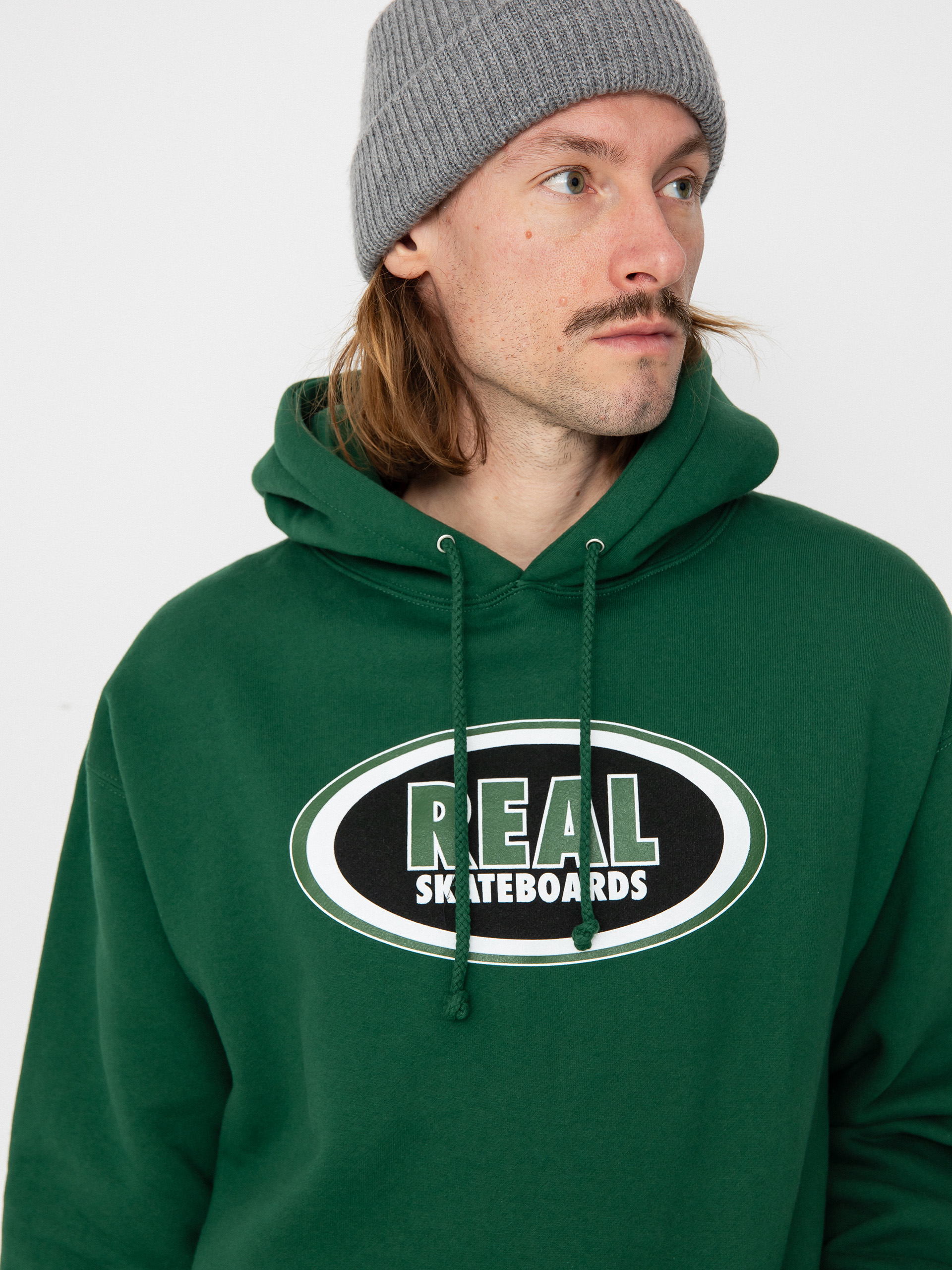 Mikina s kapucí Real Oval HD (dark green/black/white)