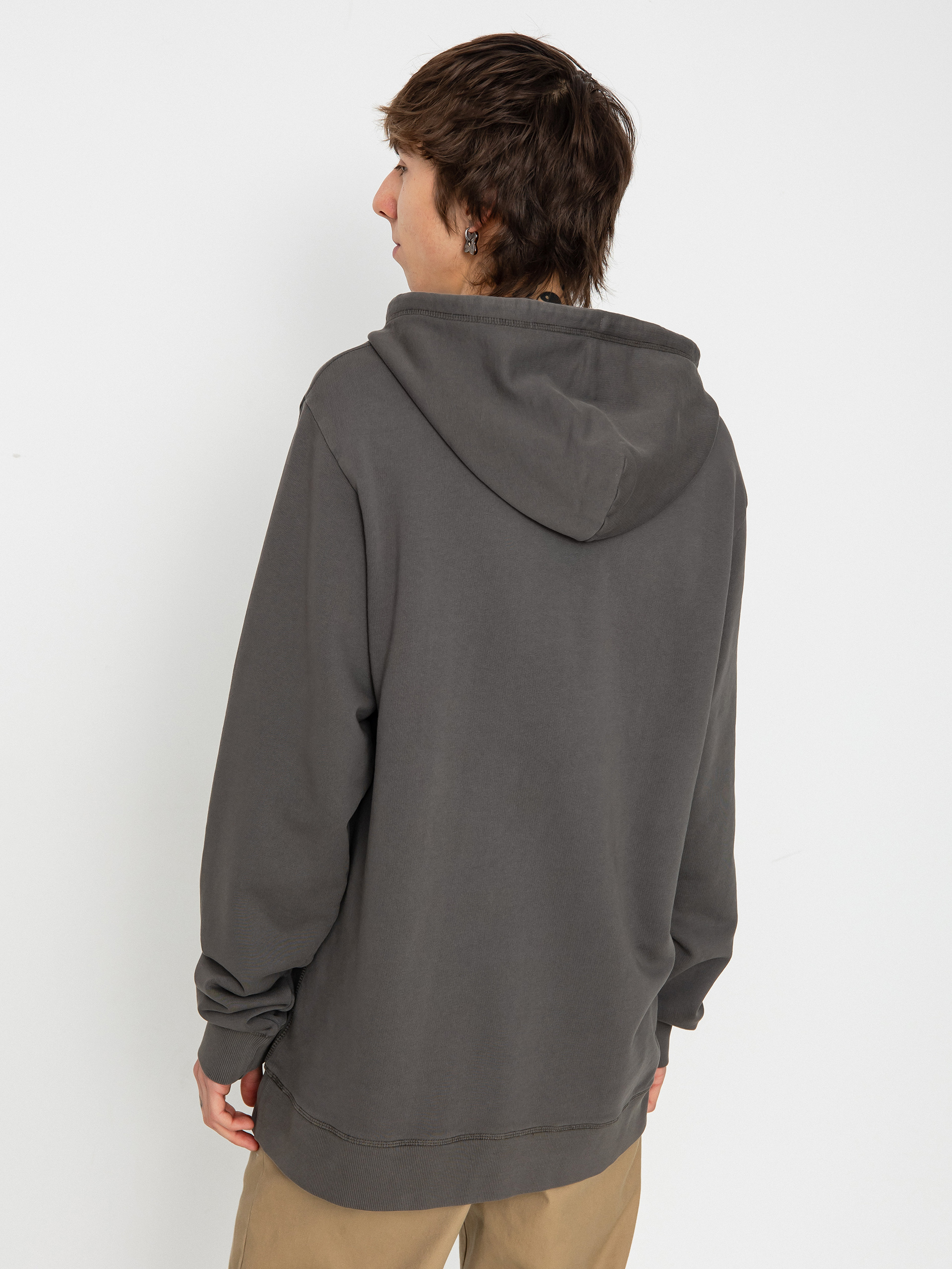 Mikina s kapucí Brixton Vintage Reserve Cl Ft (charcoal sol wash)