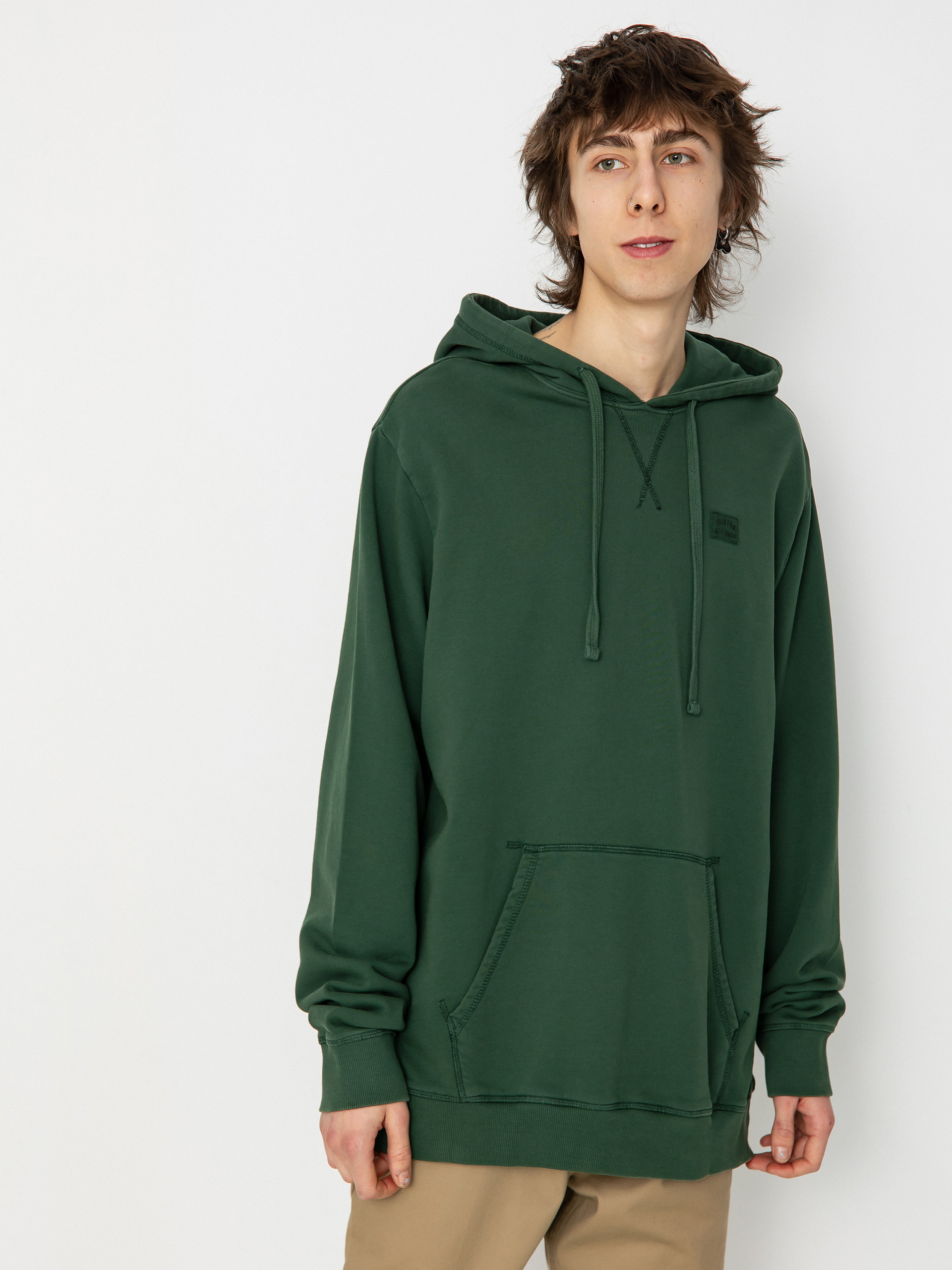 Mikina s kapucu00ed Brixton Vintage Reserve Cl Ft (trekking green sol wash)