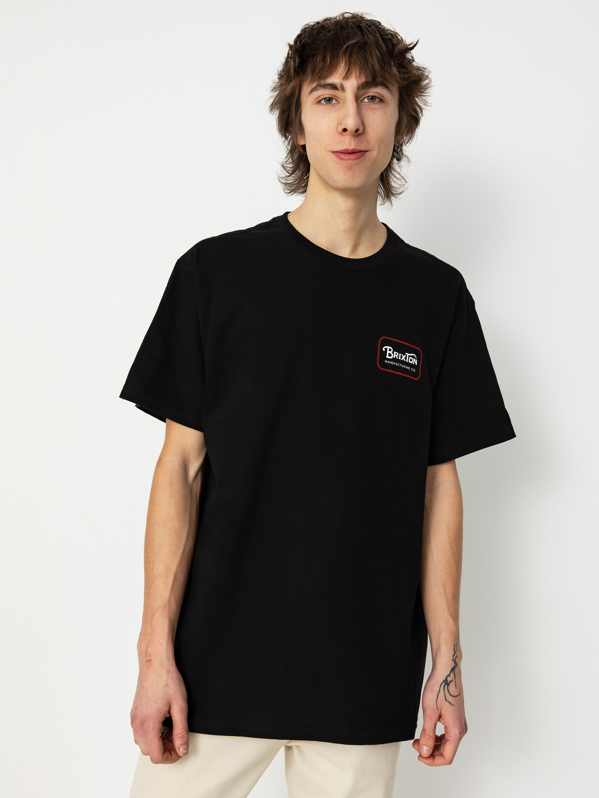 Tričko Brixton Grade Stt (black/casa red/white)