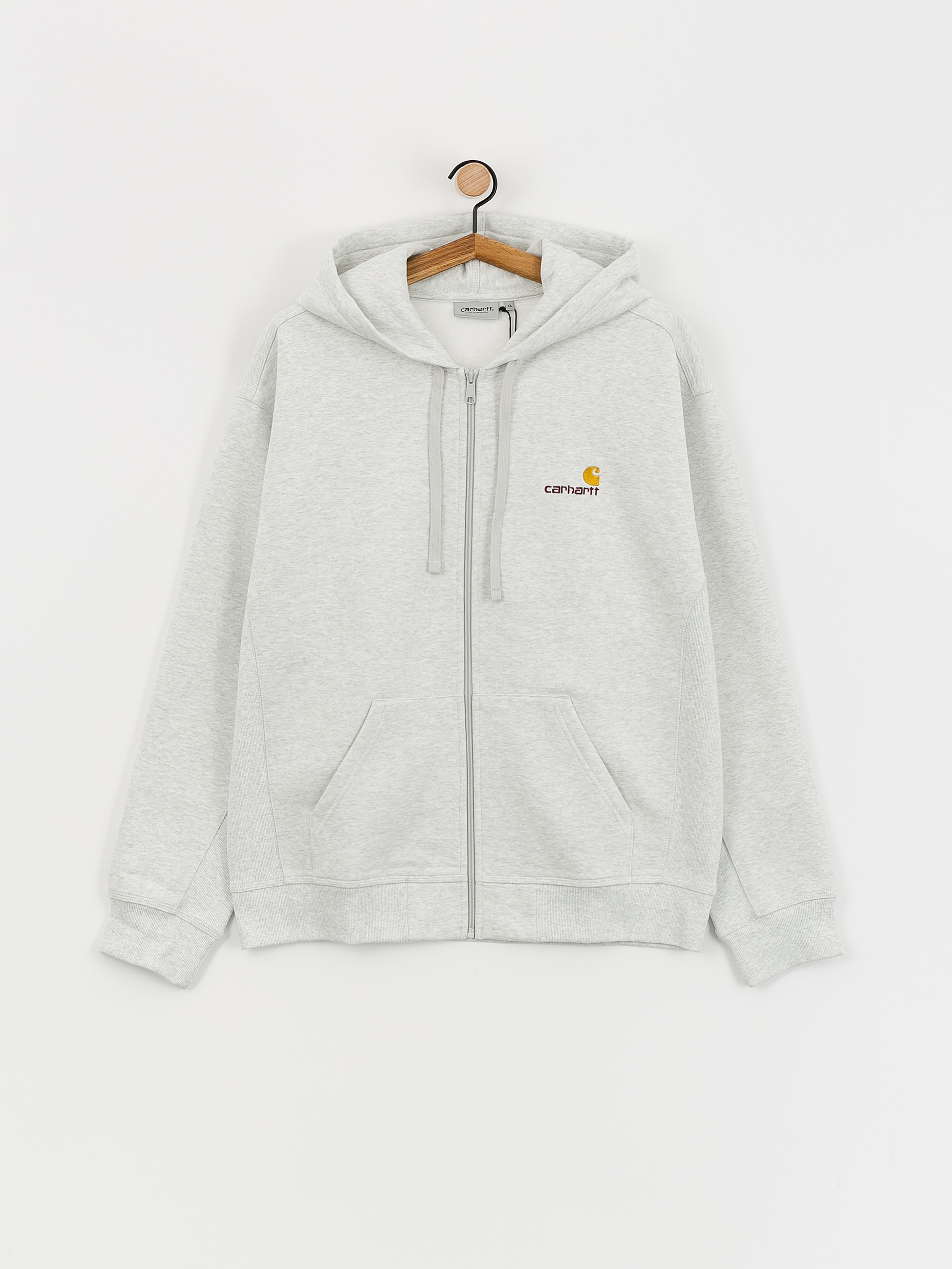 Mikina s kapucí Carhartt WIP American Script ZHD (ash heather)
