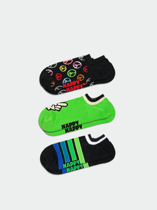 Ponožky Happy Socks 3-Pack Peace No Show (black)