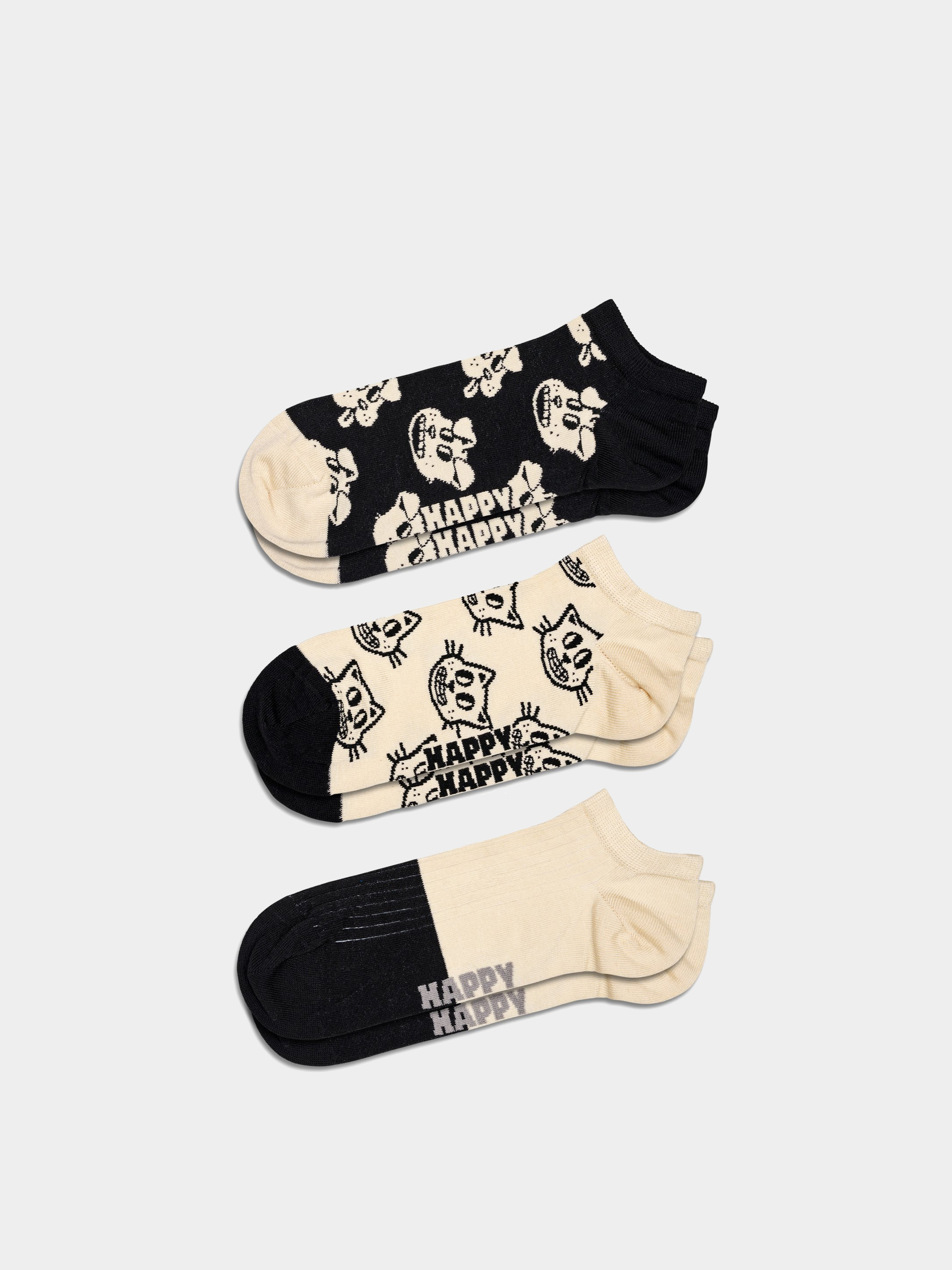 Ponožky Happy Socks 3-Pack Pets Low (black)
