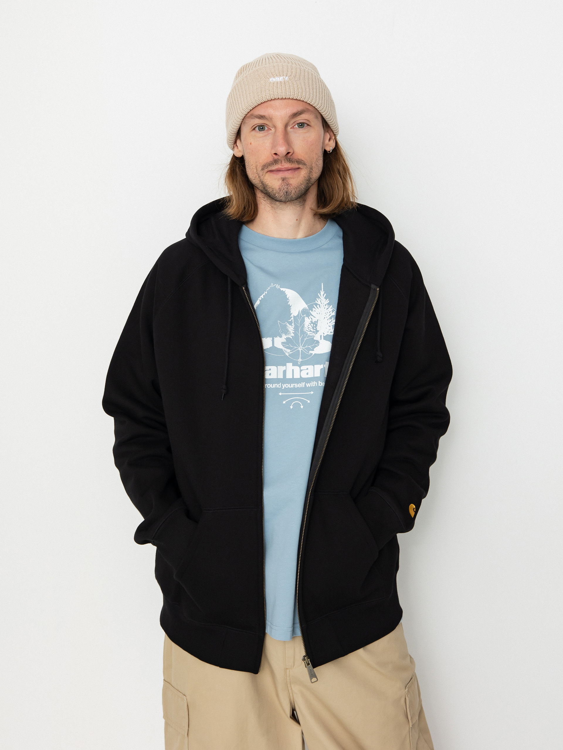 Mikina s kapucu00ed Carhartt WIP Chase ZHD (black/gold)