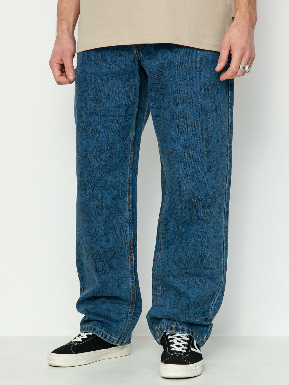 Kalhoty Vans Check 5 Printed Loose Denim (vintage indigo)